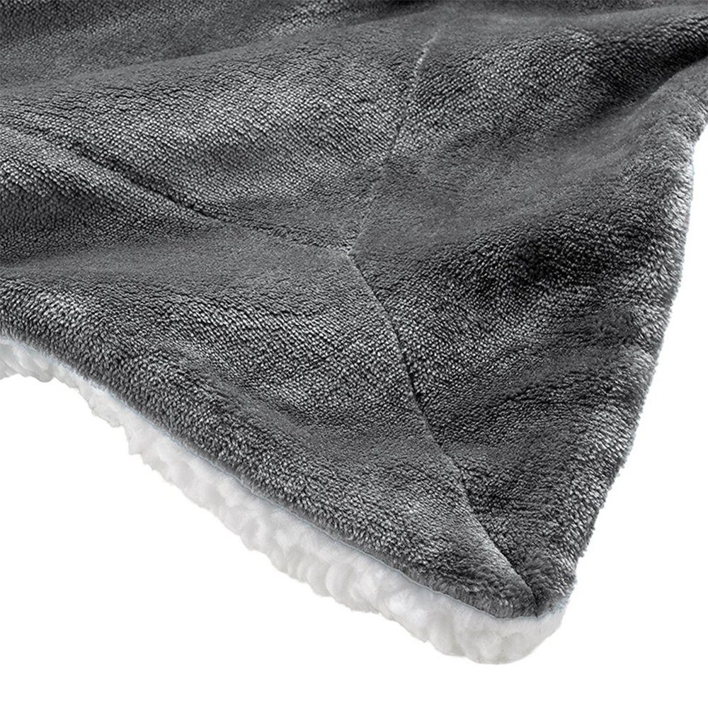 Kniedecke Sherpa zggzerg Flanelldecke, superweiche Grau doppelseitige Decke