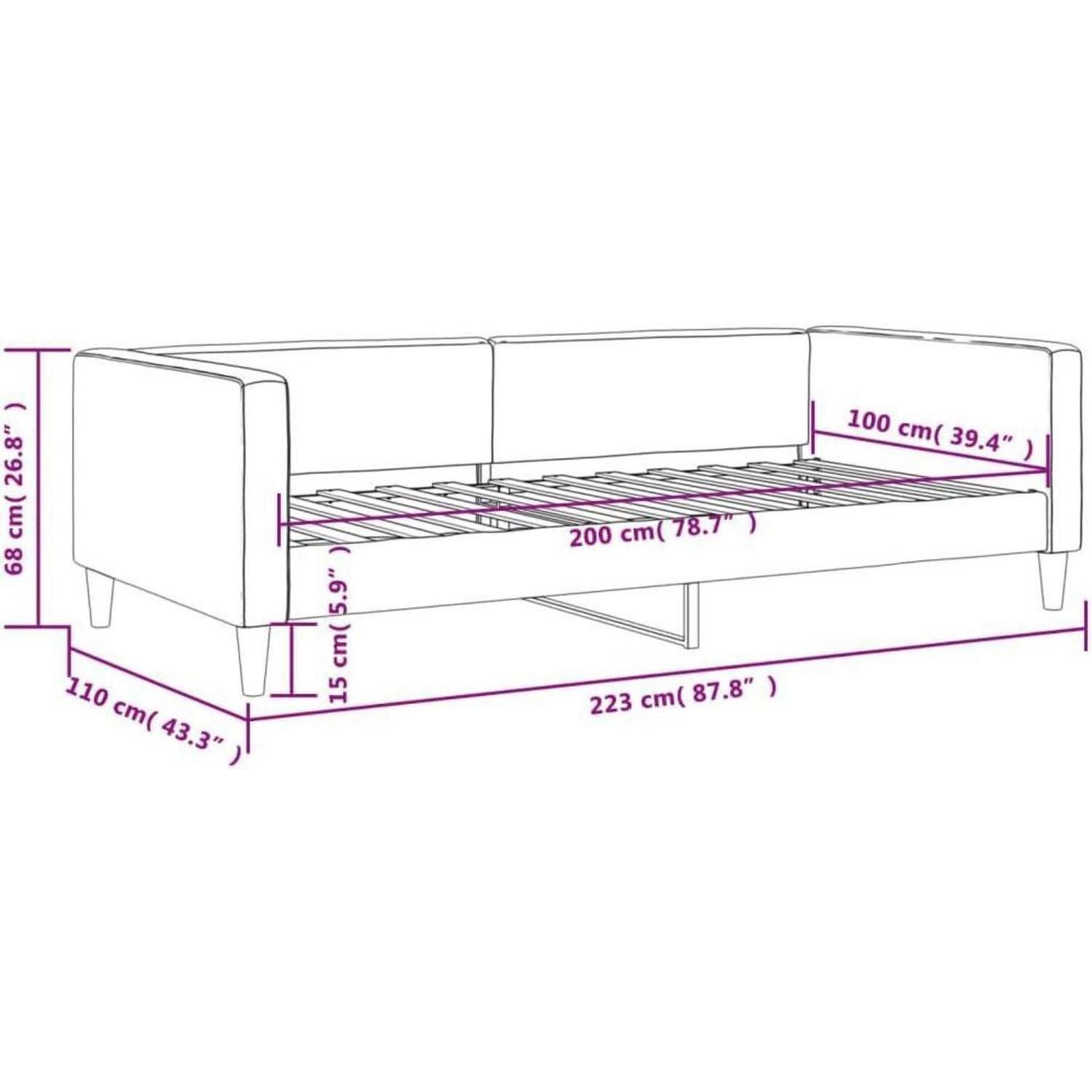 LuxusKollektion Schlafsofa Sofabett Stoffcouch Doppelschlafstuhl 100 x 200 ohne Matratze Taupe