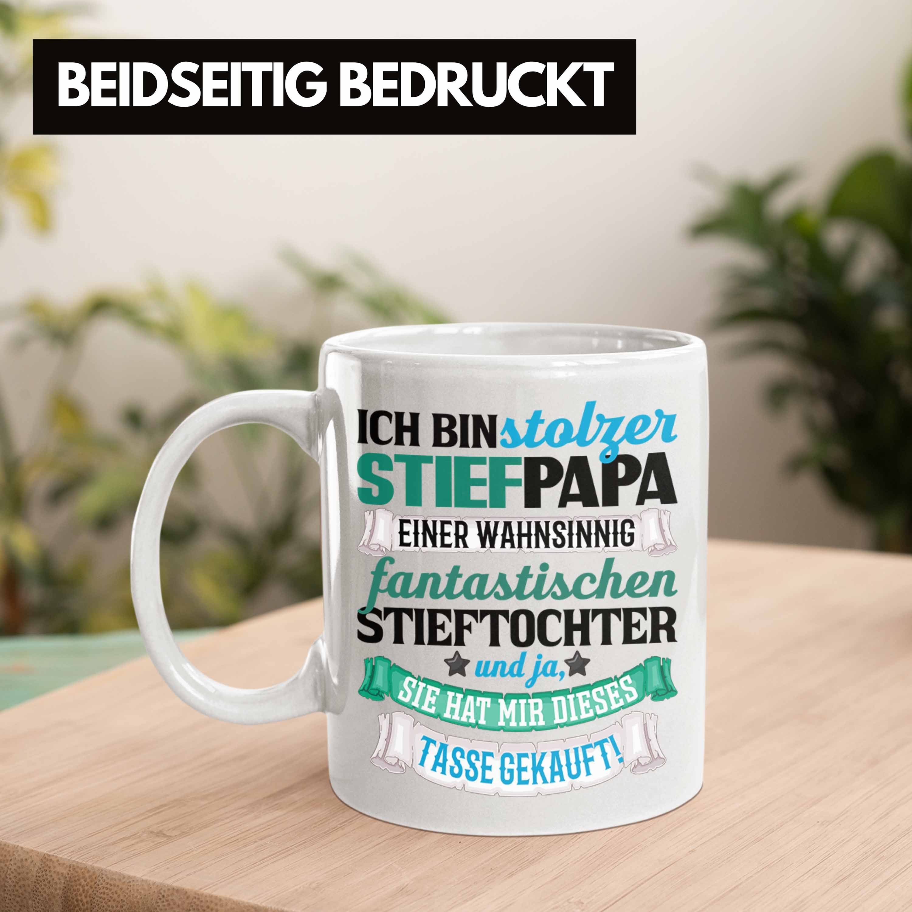Trendation Bonus Geschenkidee Tasse Vatertag Tasse Geschenk Stolzer Weiss für Stiefvater Papa