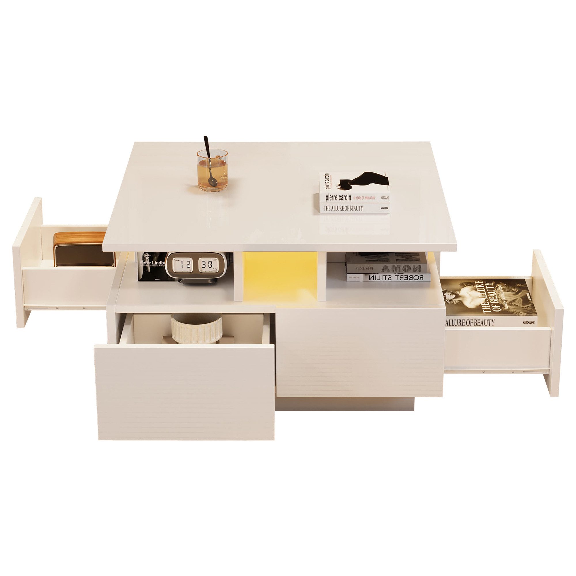 Merax Couchtisch hochglanz Sofatisch Beistelltisch mit LED-Beleuchtung & US günstig online kaufen