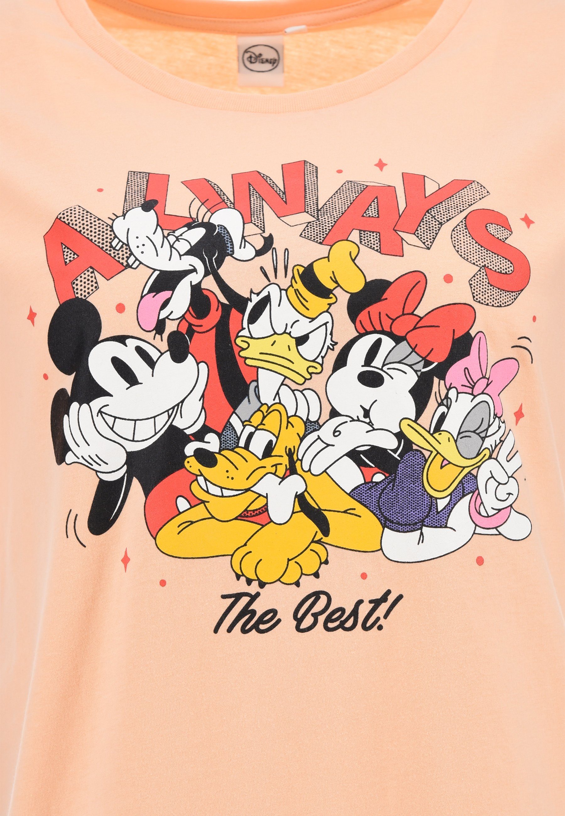 Disney Frauen tlg) Minnie T-Shirt Mouse Orange Shorty und Set Sommer-Pyjama Damen kurz Shorts (2