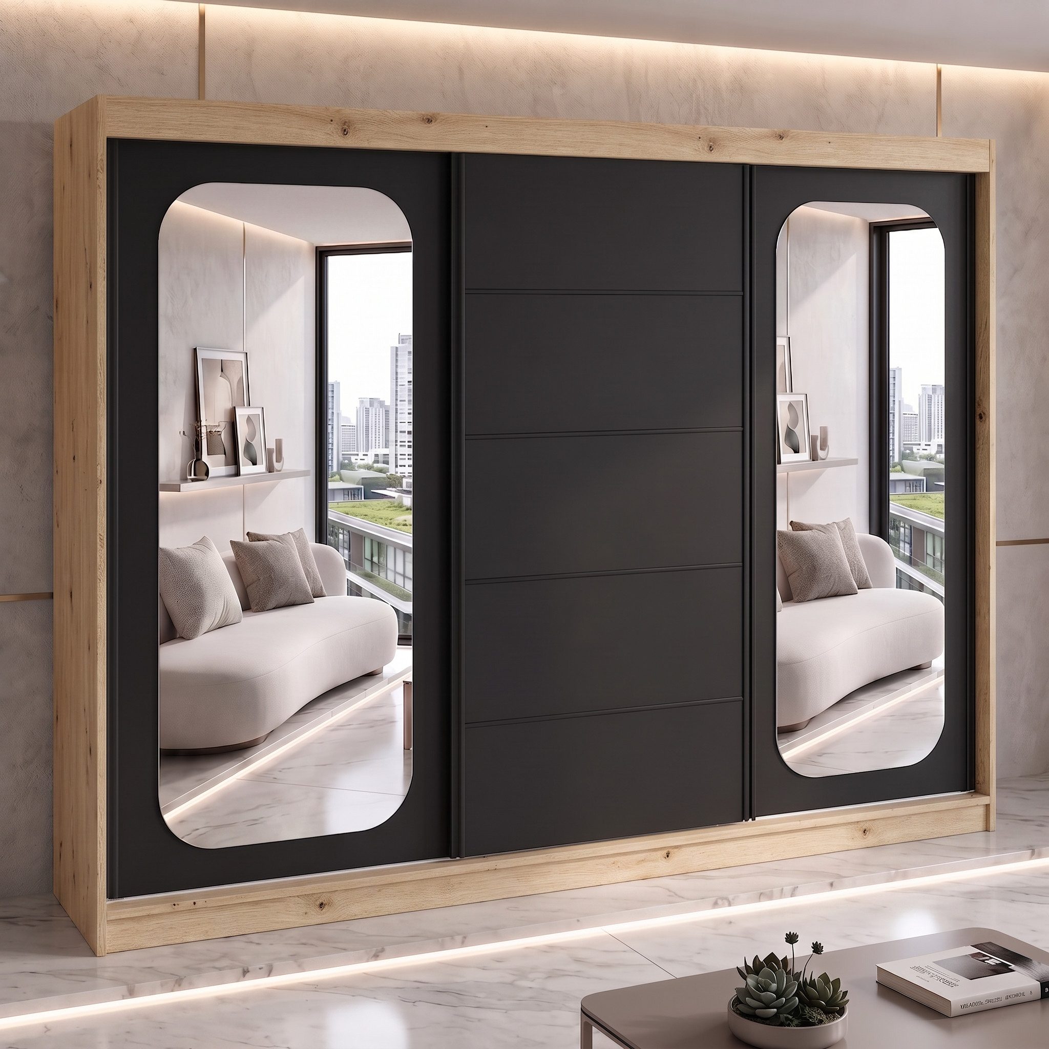 A&J MöbelLand GmbH Schiebetürenschrank BELANO – Moderner Kleiderschrank mit Schiebetüren (Die perfekte Kombination aus modernem Design, hoher Funktionalität und – Bild 2 von 5