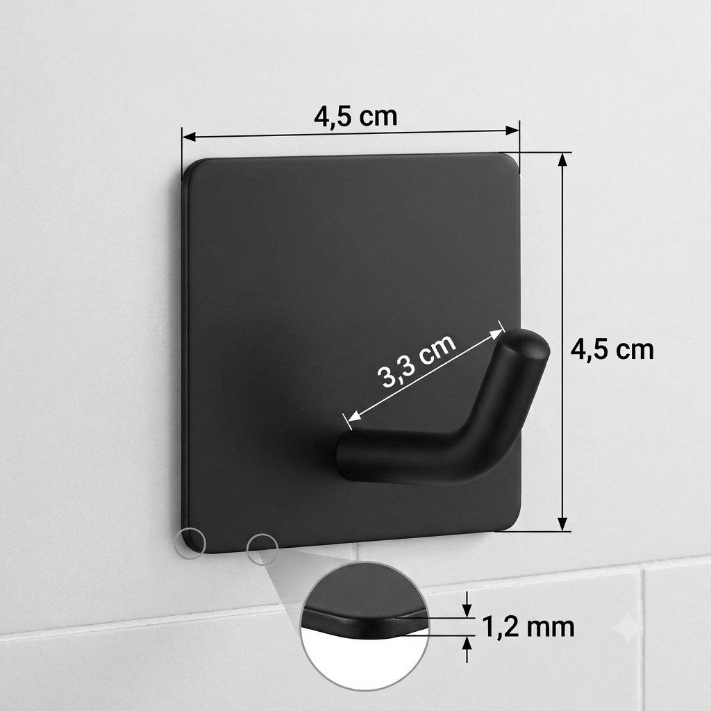 TECBULL Handtuchhaken Klebehaken aus Edelstahl, Wandhaken selbstklebend, V2, (5-St)