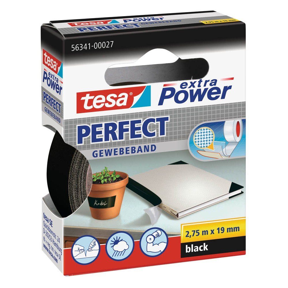 tesa Klebeband tesa® extra Power® Perfect 56341 Gewebeband schwarz 19mm x 2,75m