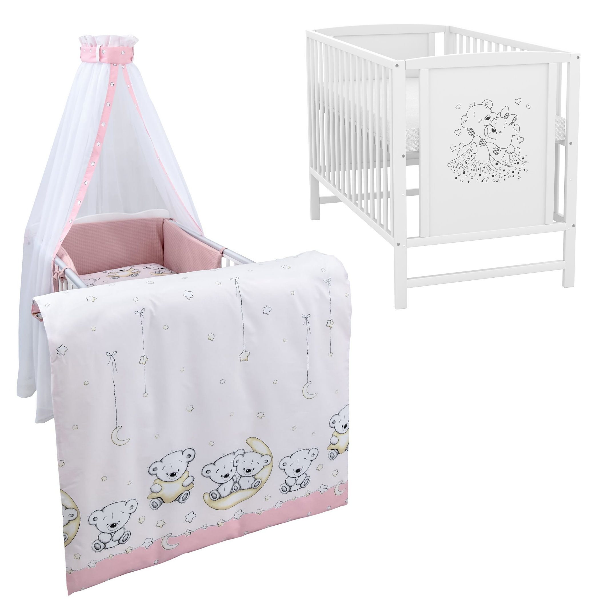 Komplettbett Babybett Mia Komplettset Waffelpique