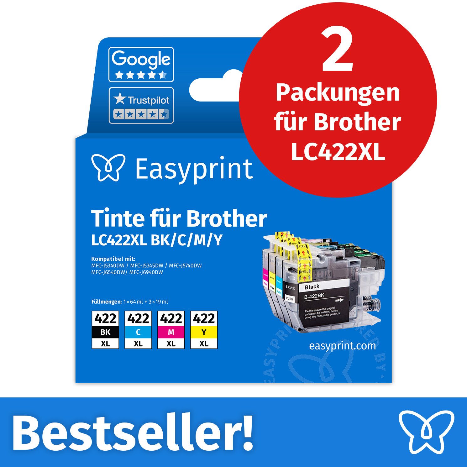 Easyprint Tintenpatrone (Packung, 2-tlg)