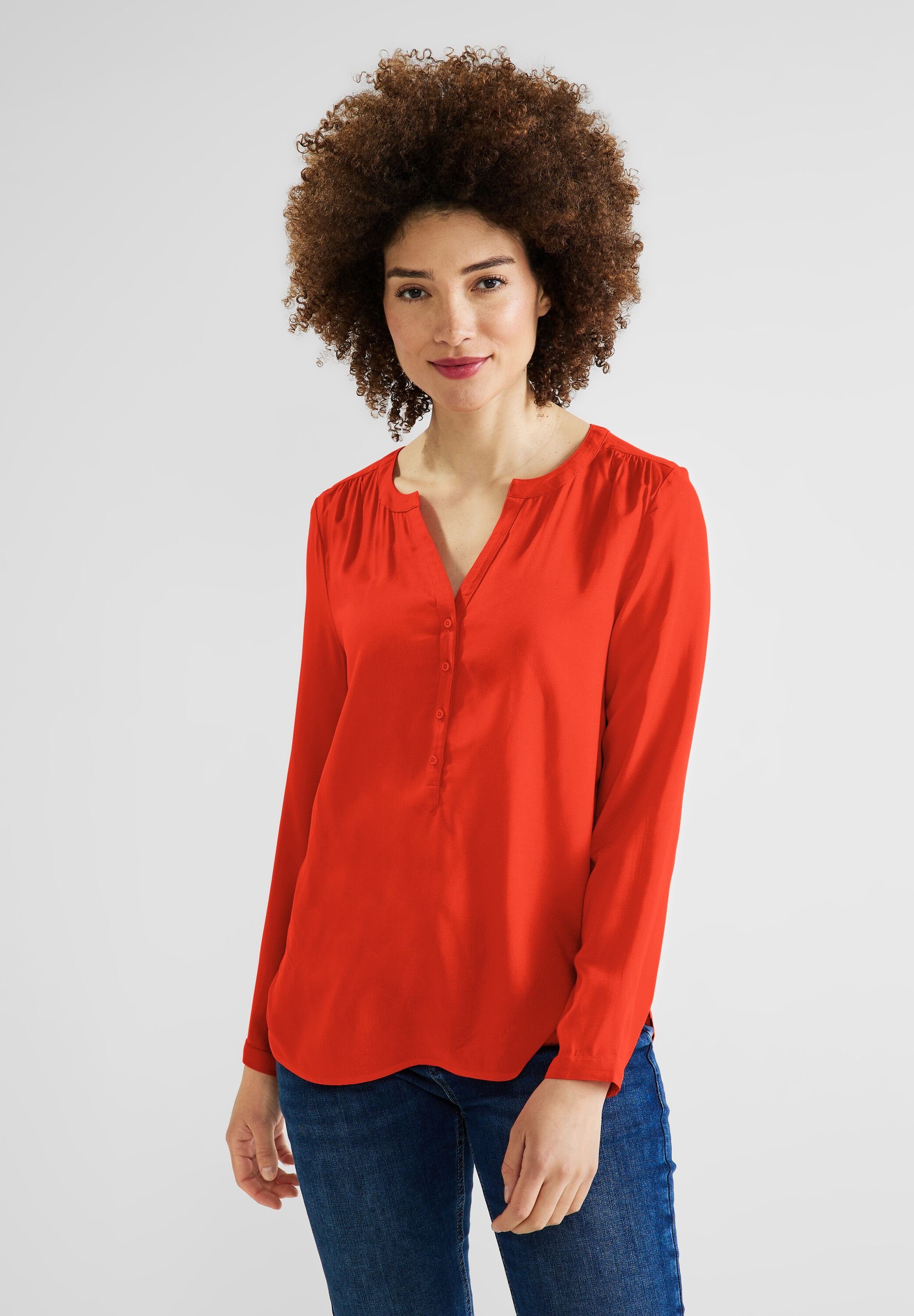 Street STREET Juicy Bluse Nicht Bluse Uni ONE One (1-tlg) Klassische Mandarine Vorhanden in