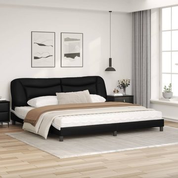 vidaXL Bett Bettgestell mit LED Schwarz und Weiß 200x200 cm Kunstleder