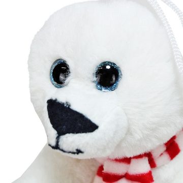 BEMIRO Tierkuscheltier Eisbär Kuscheltier klein mit Schal und Schlaufe - ca. 16 cm