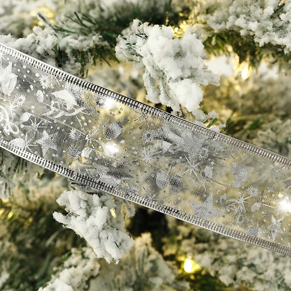 Schutzkleinspannung,Gold/Sliver Seidenband LEDs MUPOO Geschenkband Silber Band Schleifenband, Weihnachtslichter LED (Warmweiß) LED 20/40/50 LED-Lichterkette 2/4/5m Batterie,Sichere