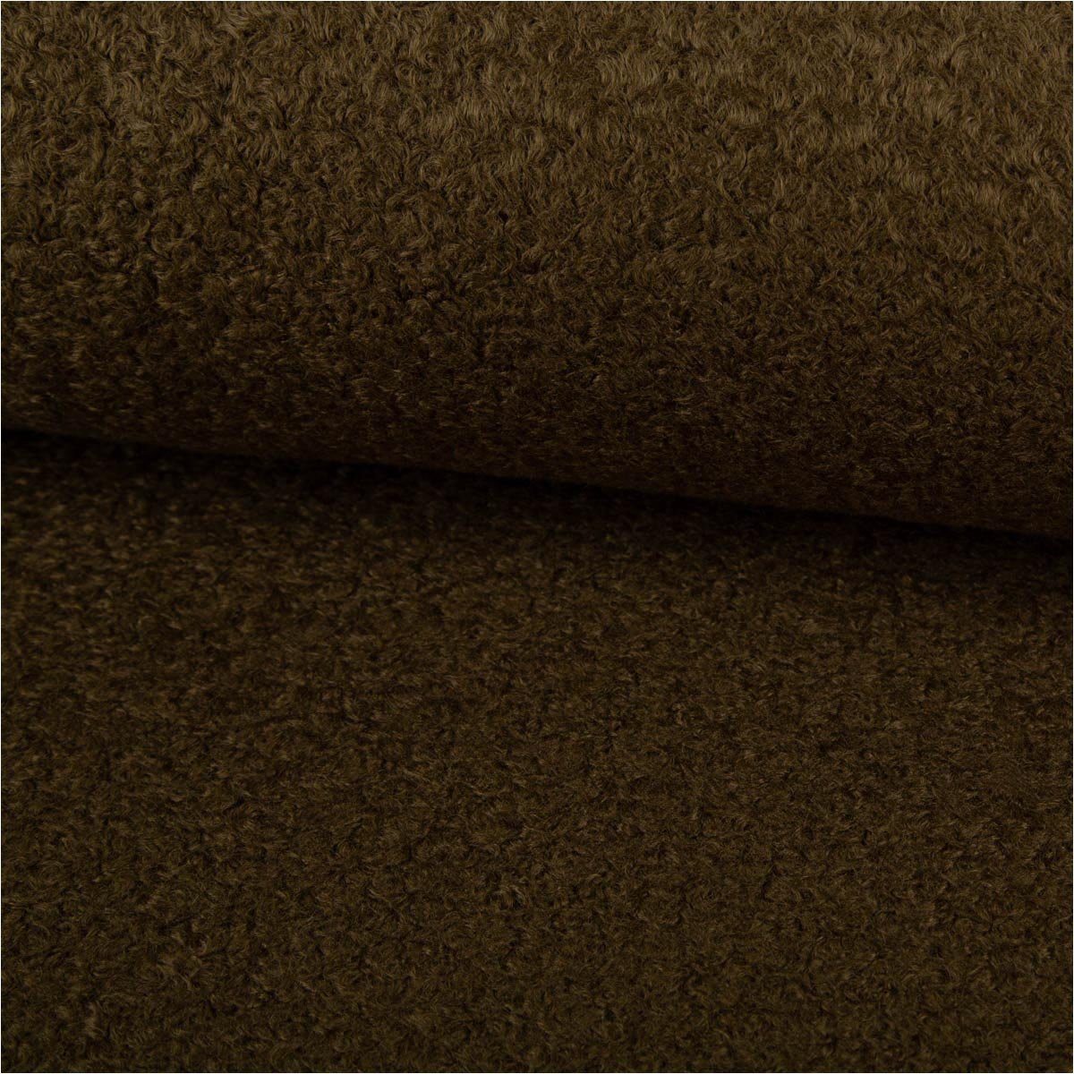 SCHÖNER LEBEN. Stoff Teddystoff Bouclé uni khaki-grün 150 cm Breite, pflegeleicht