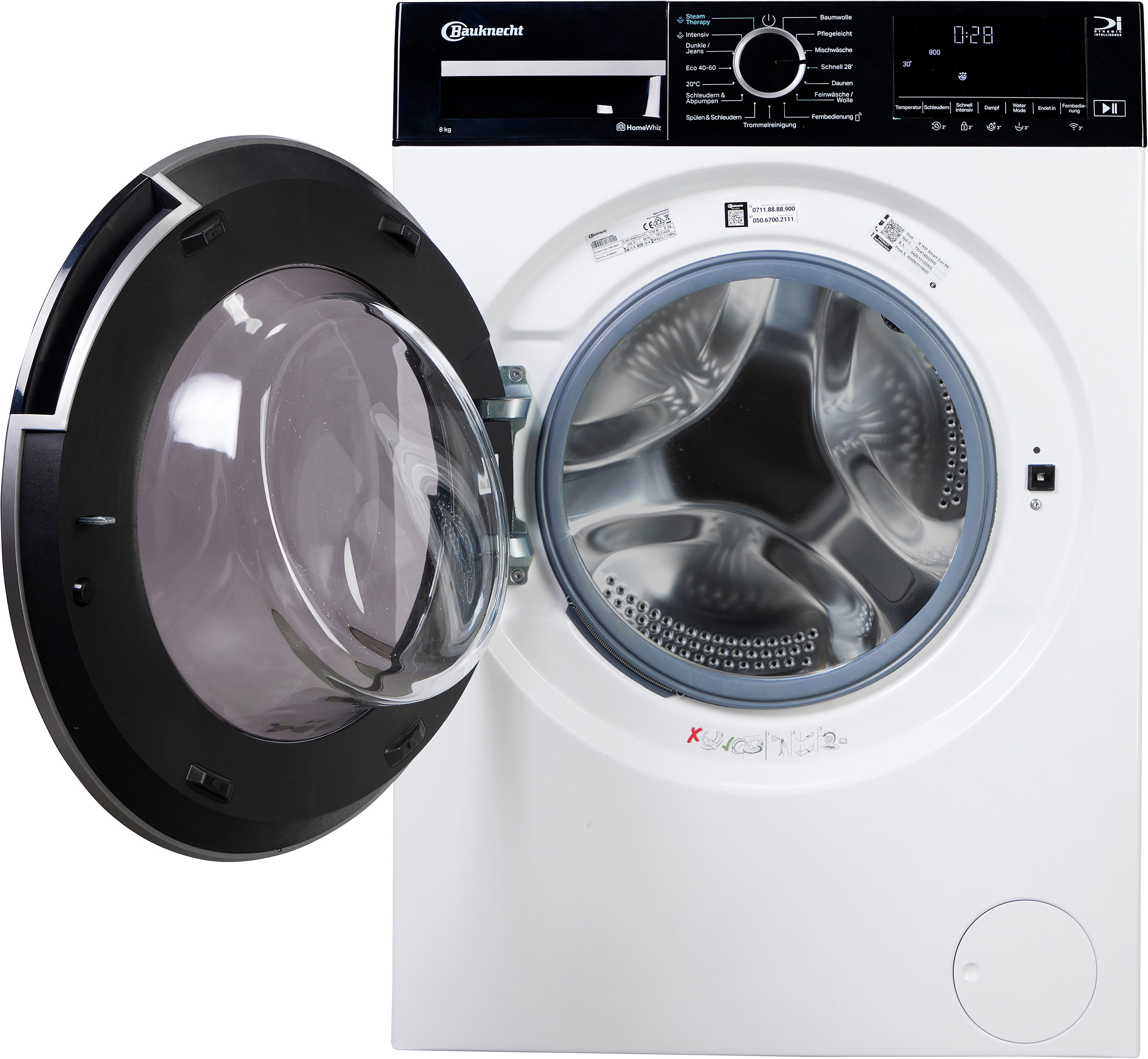 BAUKNECHT Waschmaschine B WM Smart Eco 8A, 8 kg, 1400 U/min, Adaptive Wash – Intelligente Anpassung der Programme an Ihre Wünsche – Bild 2 von 5