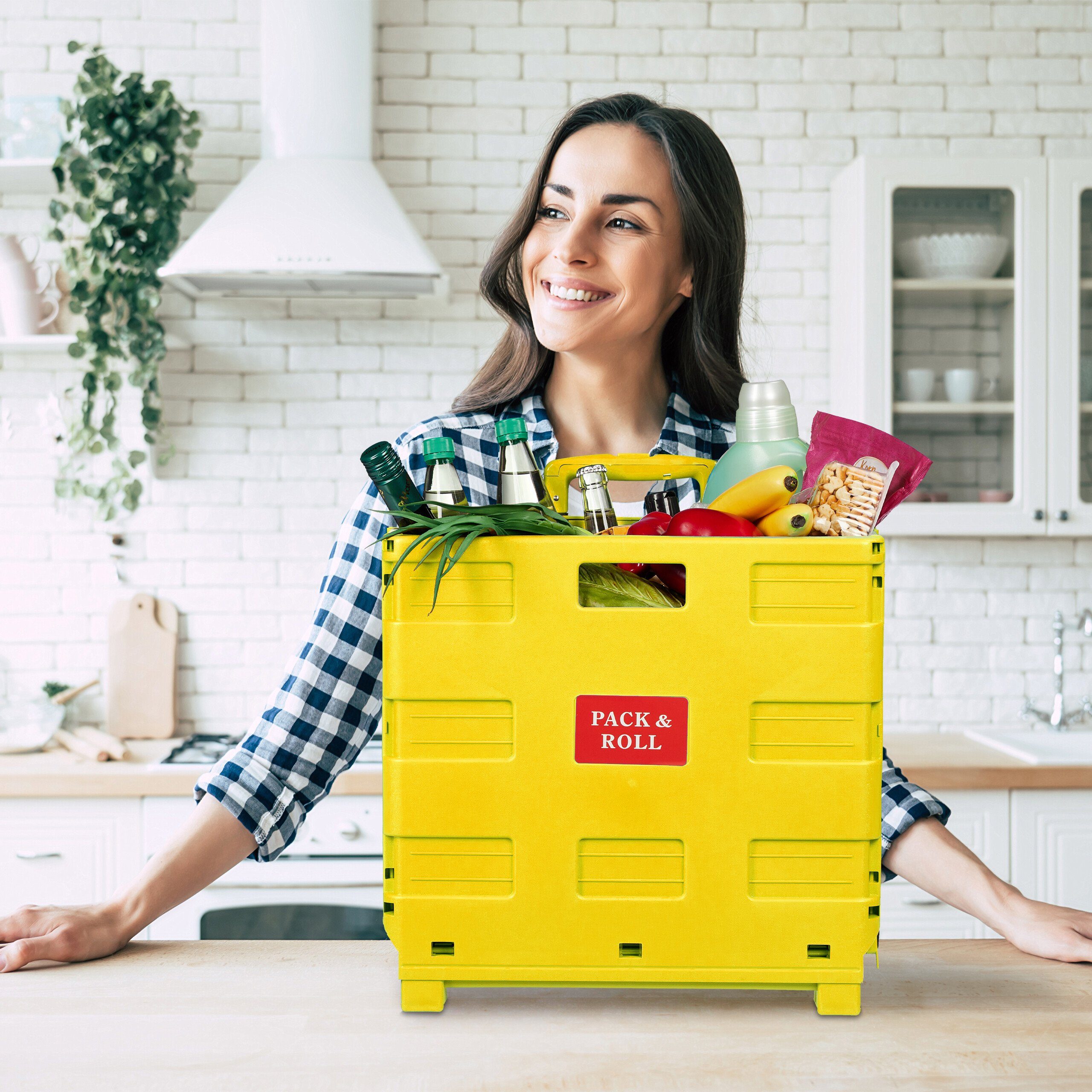relaxdays Einkaufstrolley Klappbarer Einkaufstrolley, Gelb günstig online kaufen