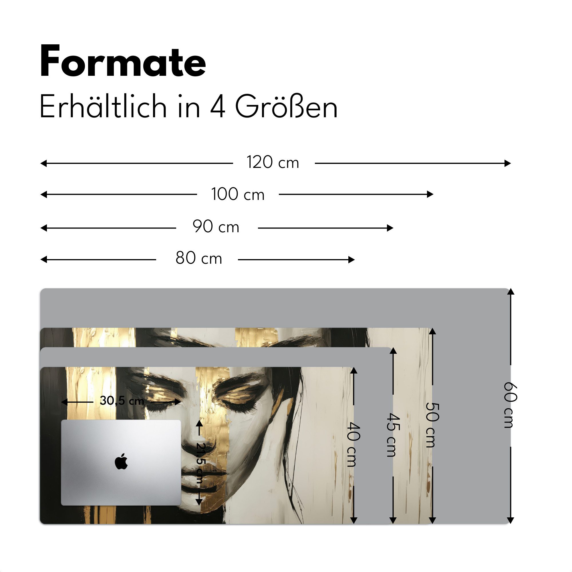 MuchoWow Gaming Mauspad Augen - Gesicht - Gold - Streifen (1-St), Gaming Mauspad XXL, Schreibtischunterlage, Desk Mat Groß, 80x40 cm