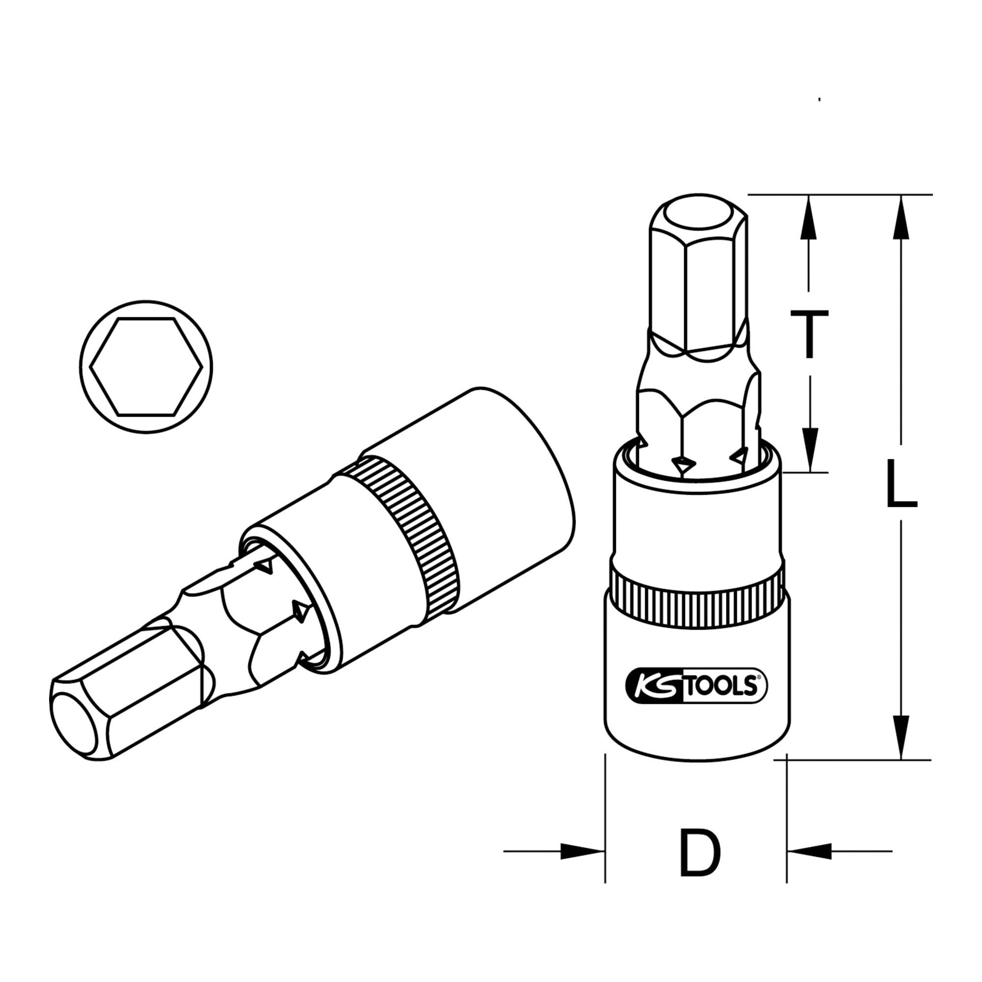 KS Tools Steckschlüssel KS Tools 3/8" Bit-Stecknuss Innensechskant, 10mm
