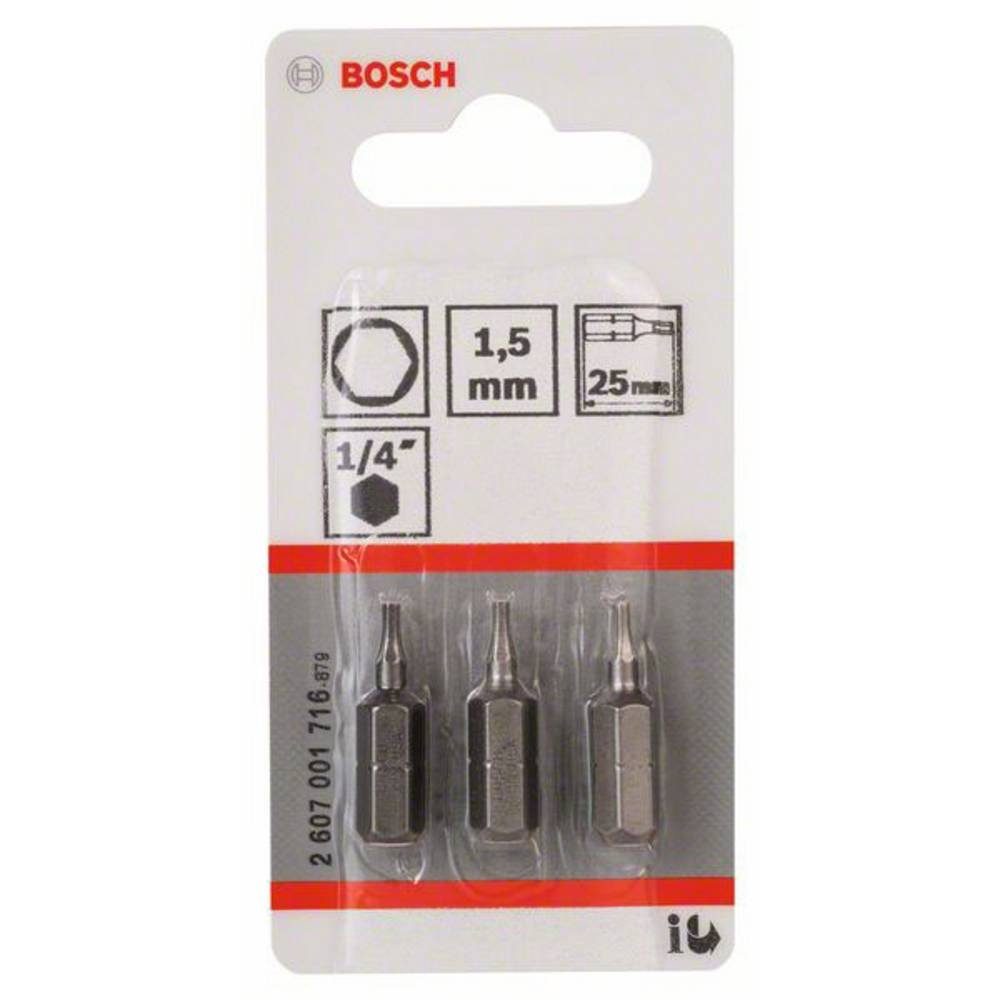 mm, 25 3er-Pack Sechskant-Bit Schrauberbit Extra-Hart HEX 1.5, BOSCH