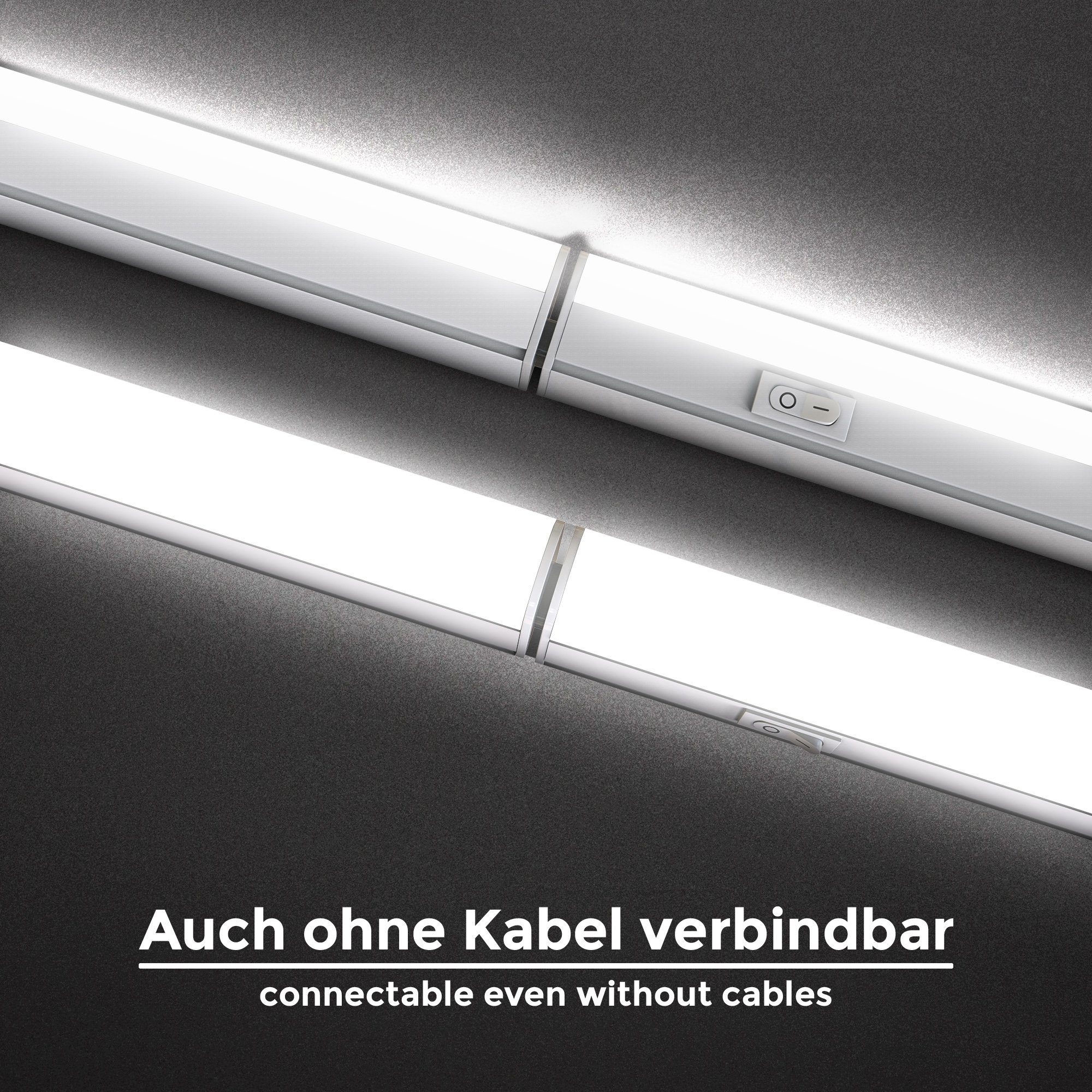 B.K.Licht Unterschrankleuchte BK_UL1226 Erweiterbar Licht, LED Neutralweißes 8W, Unterbauleuchte, Stecksystem LED 57.3cm, fest 700Lm, Neutralweiß, Lichtleiste, durch integriert, 4.000K L