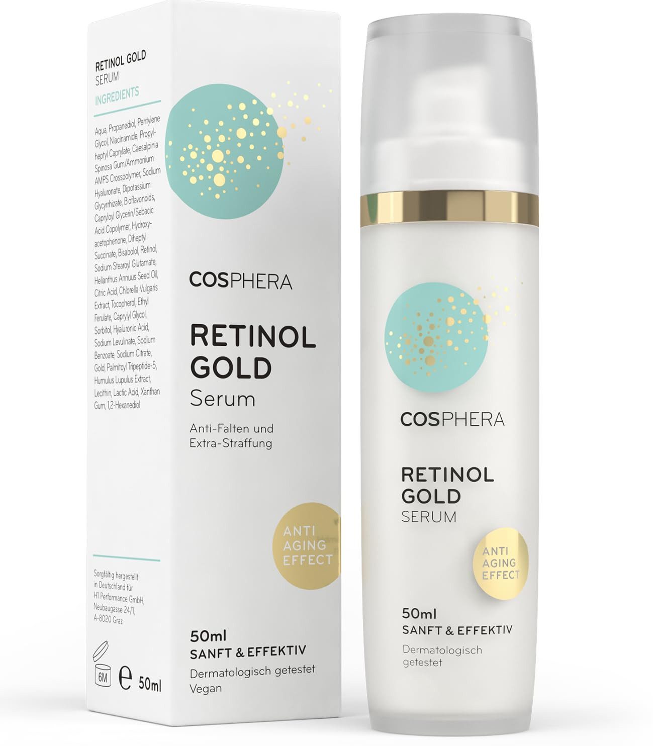 Cosphera Gesichtspflege Cosphera - Retinol Gold Serum 50 ml - für Frauen und Männer, 1-tlg.
