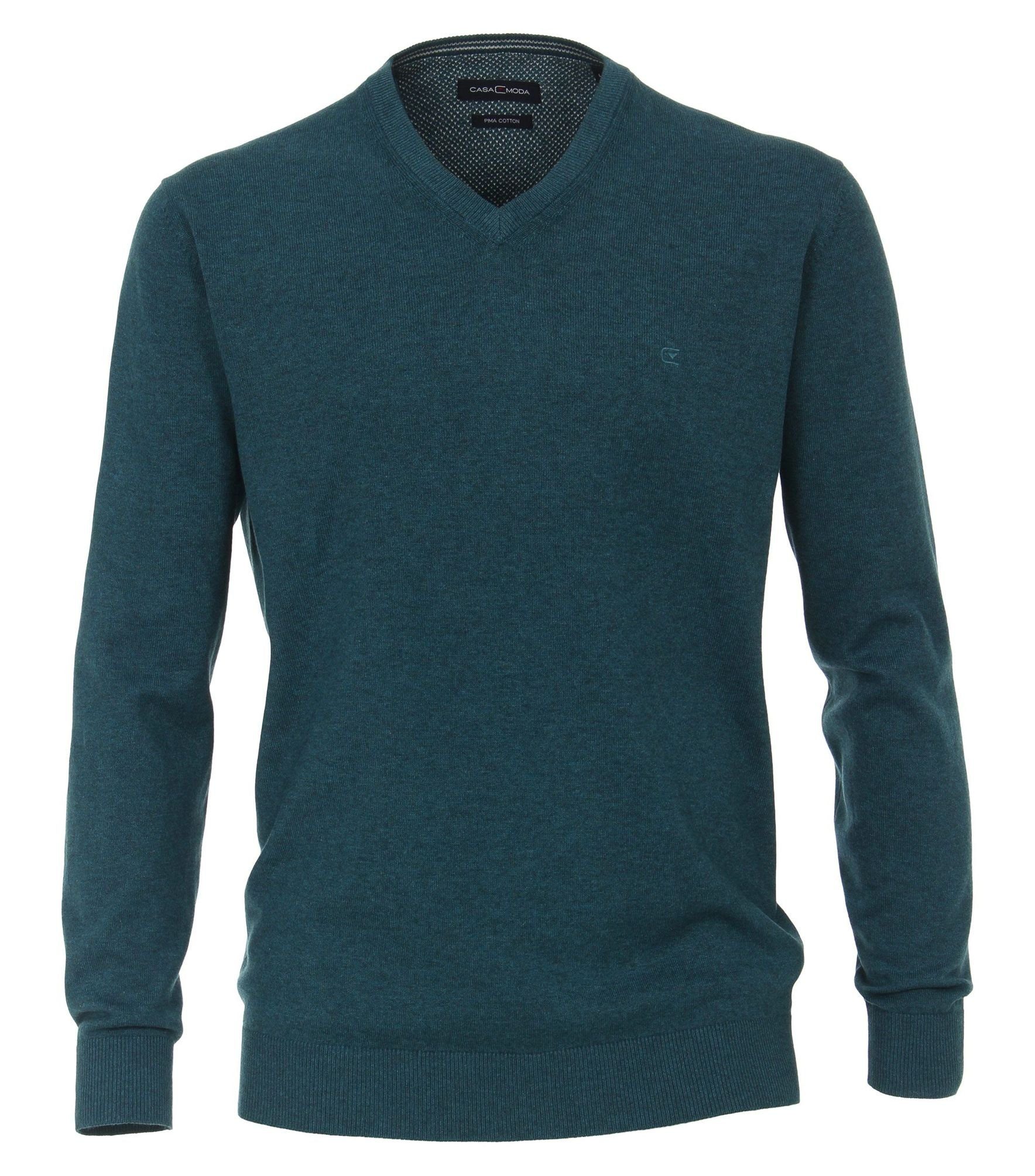 (166) 004430 petrol Aqua V-Ausschnitt-Pullover CASAMODA bis PIMA-Baumwolle