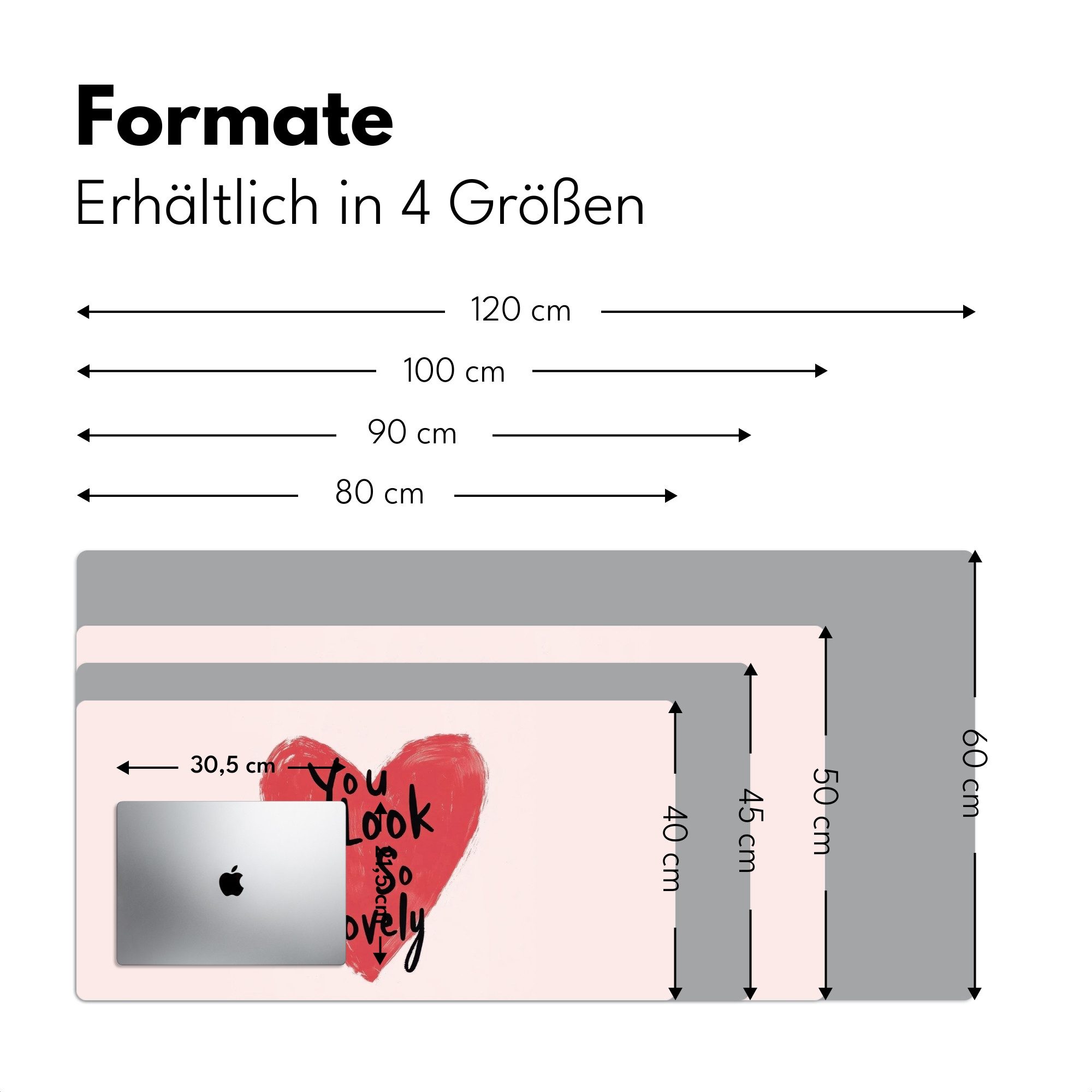 MuchoWow Gaming Mauspad Herz - Rot - Valentinstag (1-St), Gaming Mauspad XXL, Schreibtischunterlage, Desk Mat Groß, 80x40 cm