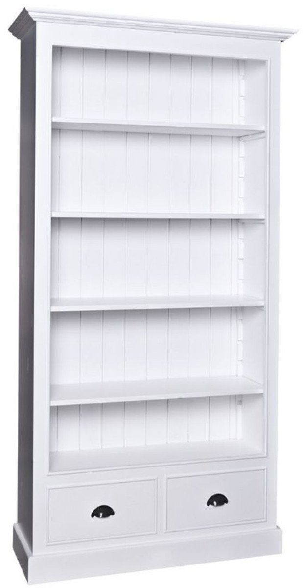 Casa Padrino Stauraumschrank Landhausstil Bücherschrank Weiß 109 x 39 x H. 210 cm - Wohnzimmermöbel im Landhausstil | Mehrzweckschränke