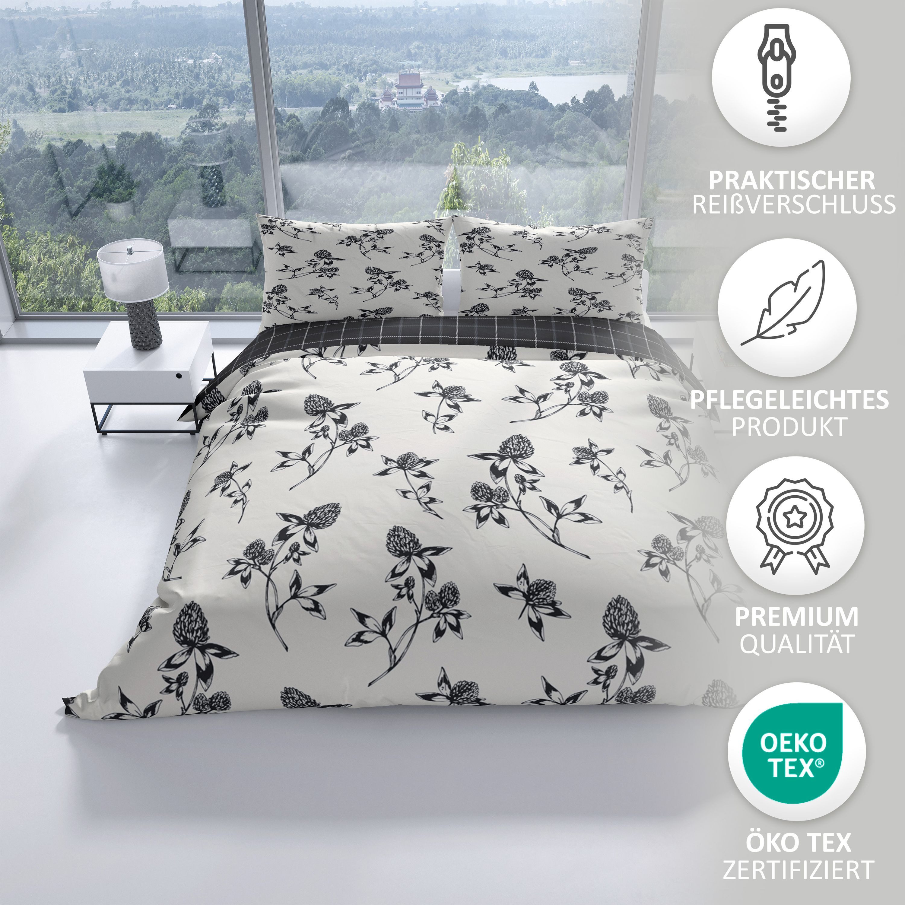 Leonado Vicenti Bettwäsche 135x200 cm, 155x220 cm, Renforcé, 2 teilig, Blum günstig online kaufen