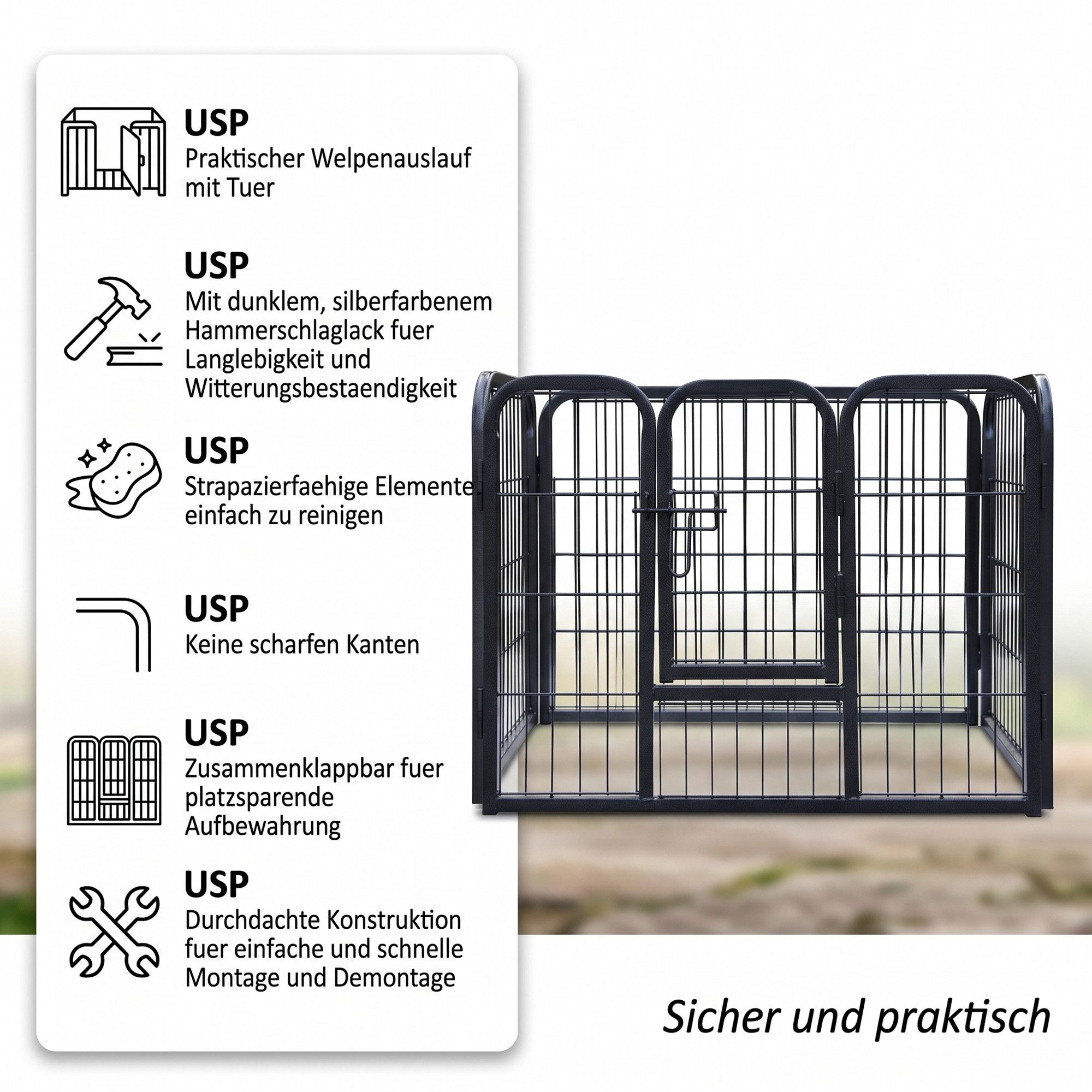 Mucola Freigehege Welpenauslauf Freigehege Absperrgitter Hundeauslauf Welpenzaun, Einfache und schnelle Montage und Demontage