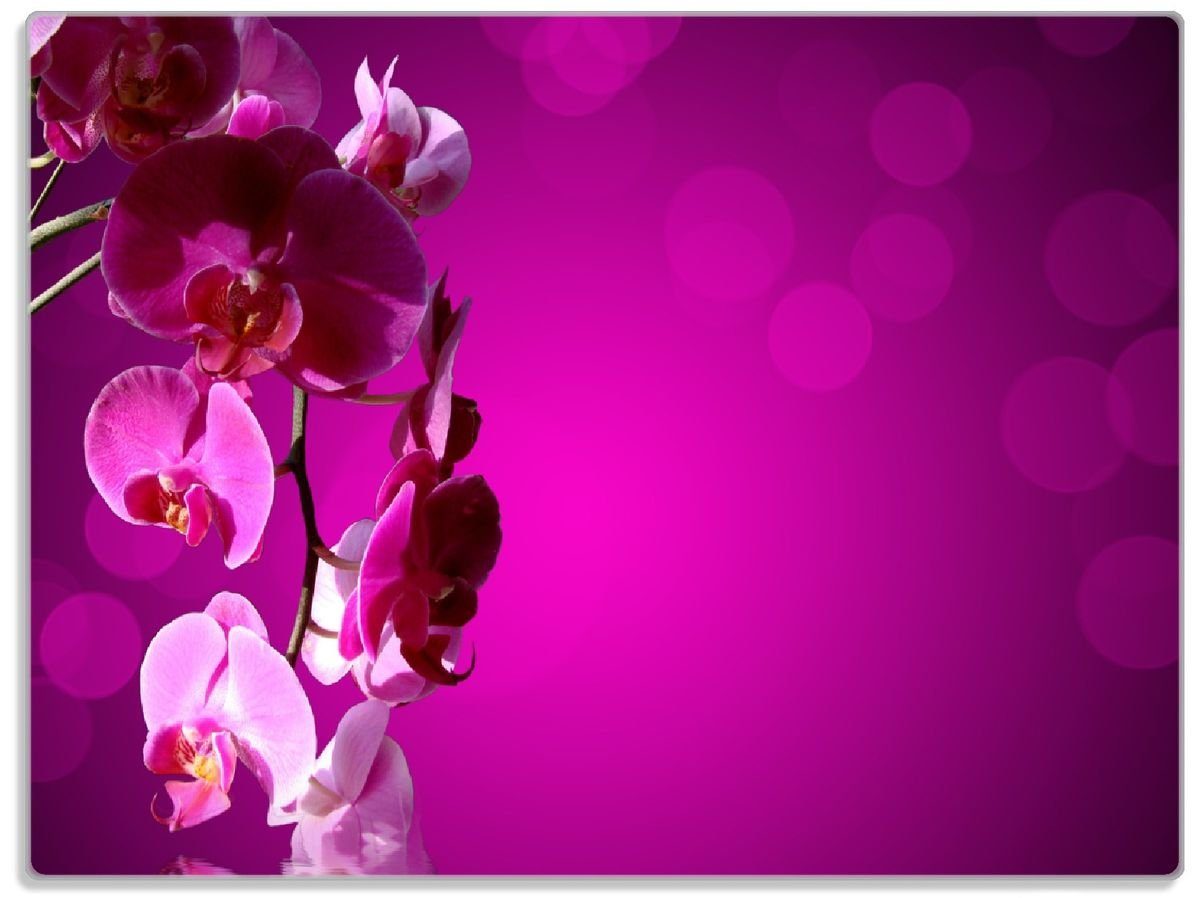 Wallario Schneidebrett Rosafarbene Orchidee Blüten in pink, ESG-Sicherheitsglas, (inkl. rutschfester Gummifüße 4mm, 1-St), 30x40cm