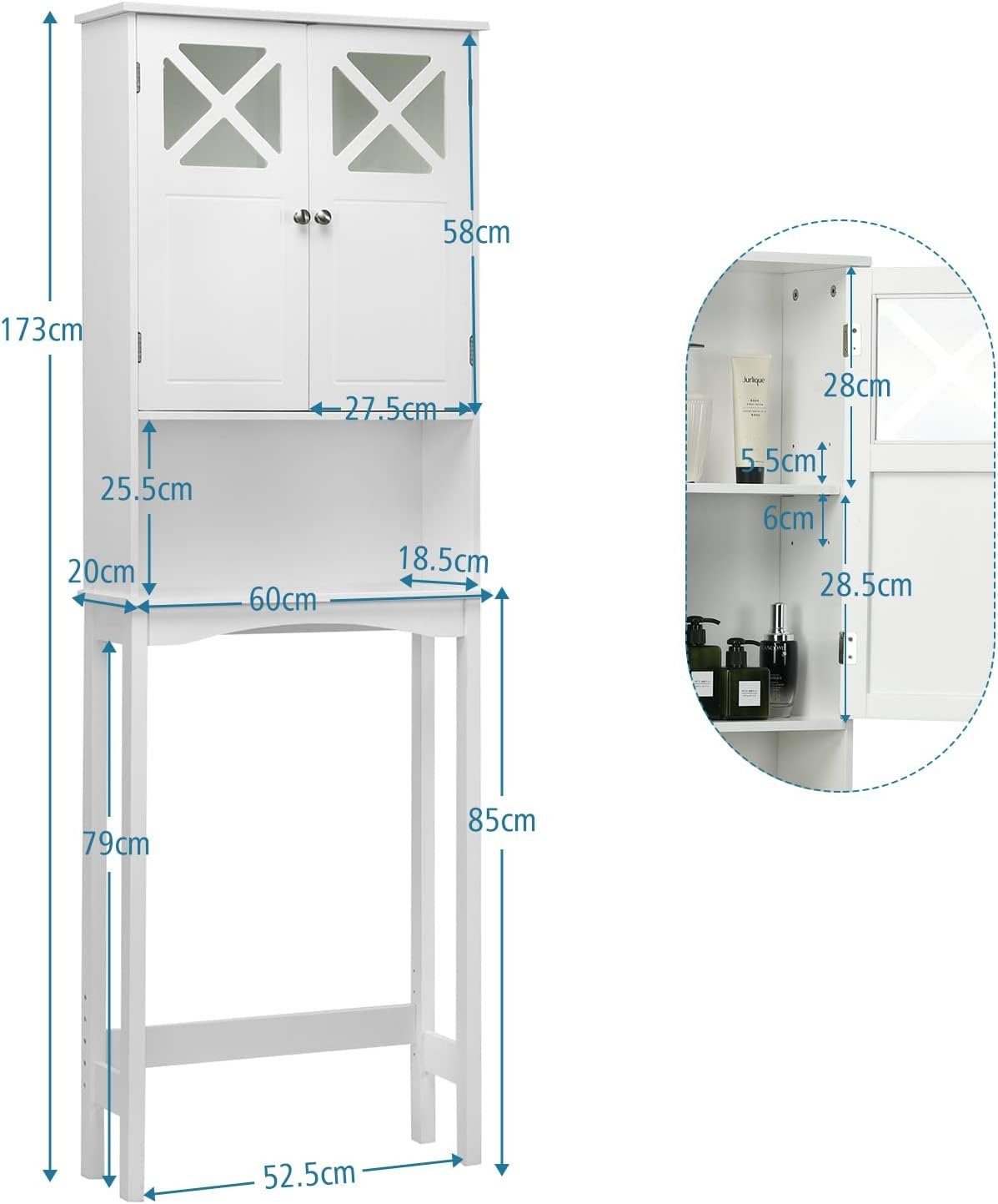 Toilettenregal, 3-stöckiges Ablagen mit Regal KOMFOTTEU verstellbaren