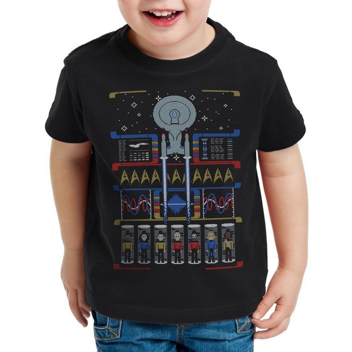 style3 Print-Shirt Kinder T-Shirt NCC-1701-D Ugly Sweater enterprise trekkie x-mas pulli weihnachten
