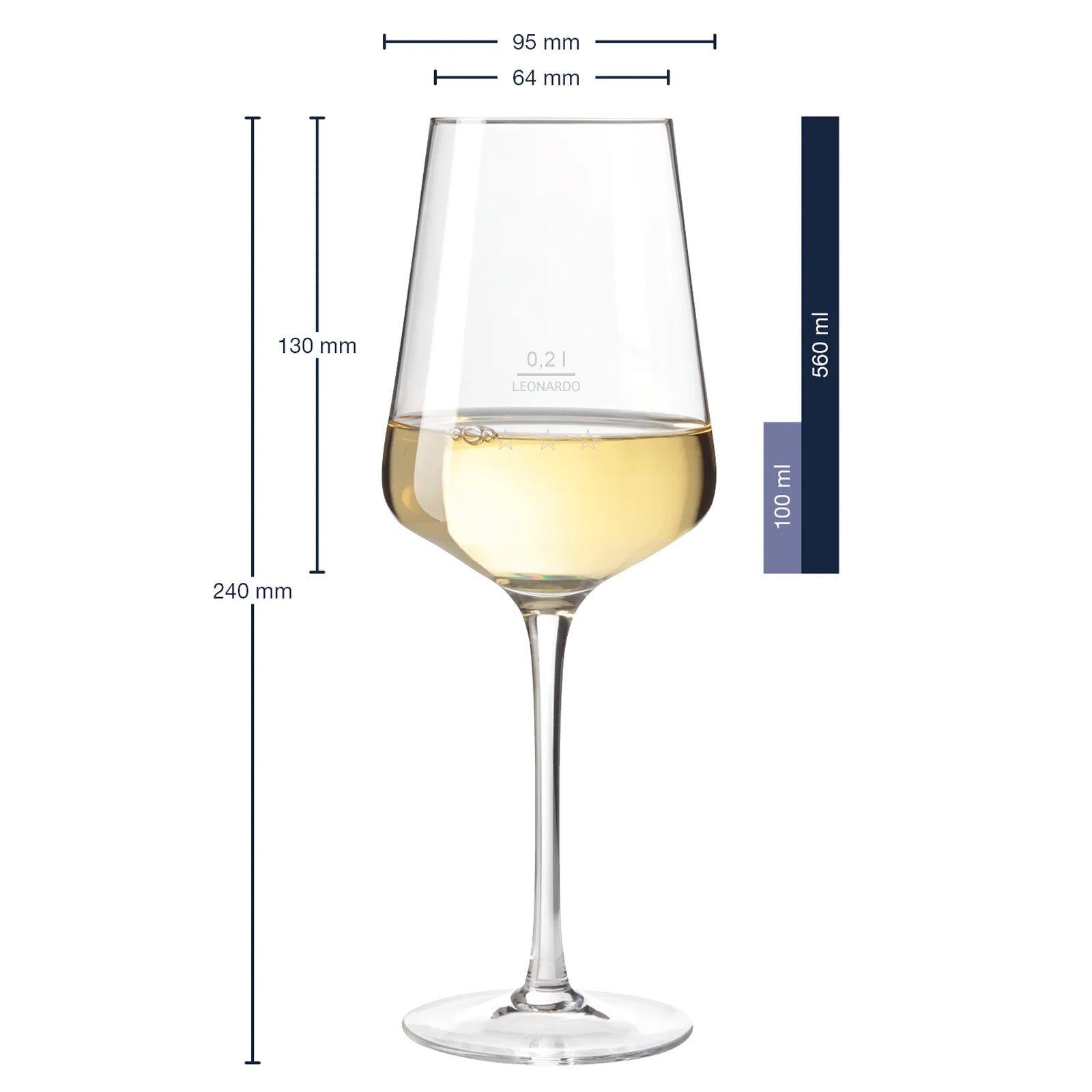 LEONARDO Weißweinglas Puccini Gastro-Edition Weißweingläser geeicht, 6-tlg., Glas