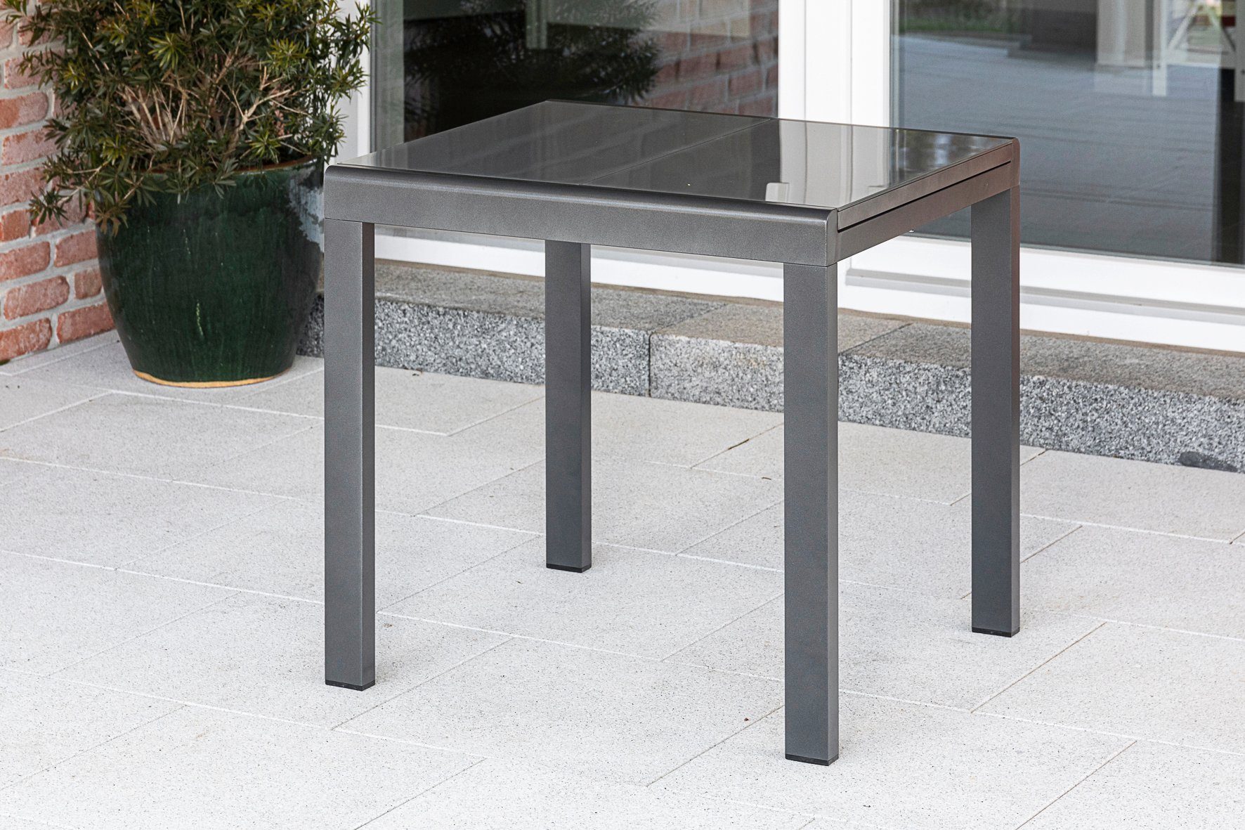 hochwertigem 70x120 cm, Aluminium Untergestell MERXX Graphitfarbenes Gartentisch, aus