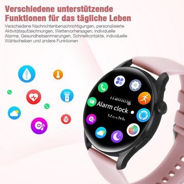 ombar Smartwatch Herren, 1,28 Zoll Touchscreen Smart Watch Damen Smartwatch (1.28 Zoll) IP67 Wasserdicht Smartwatches Schrittzähler mit Herzfrequenz, Whatsapp, SPO2, Schlafmonitor, für iOS und Android