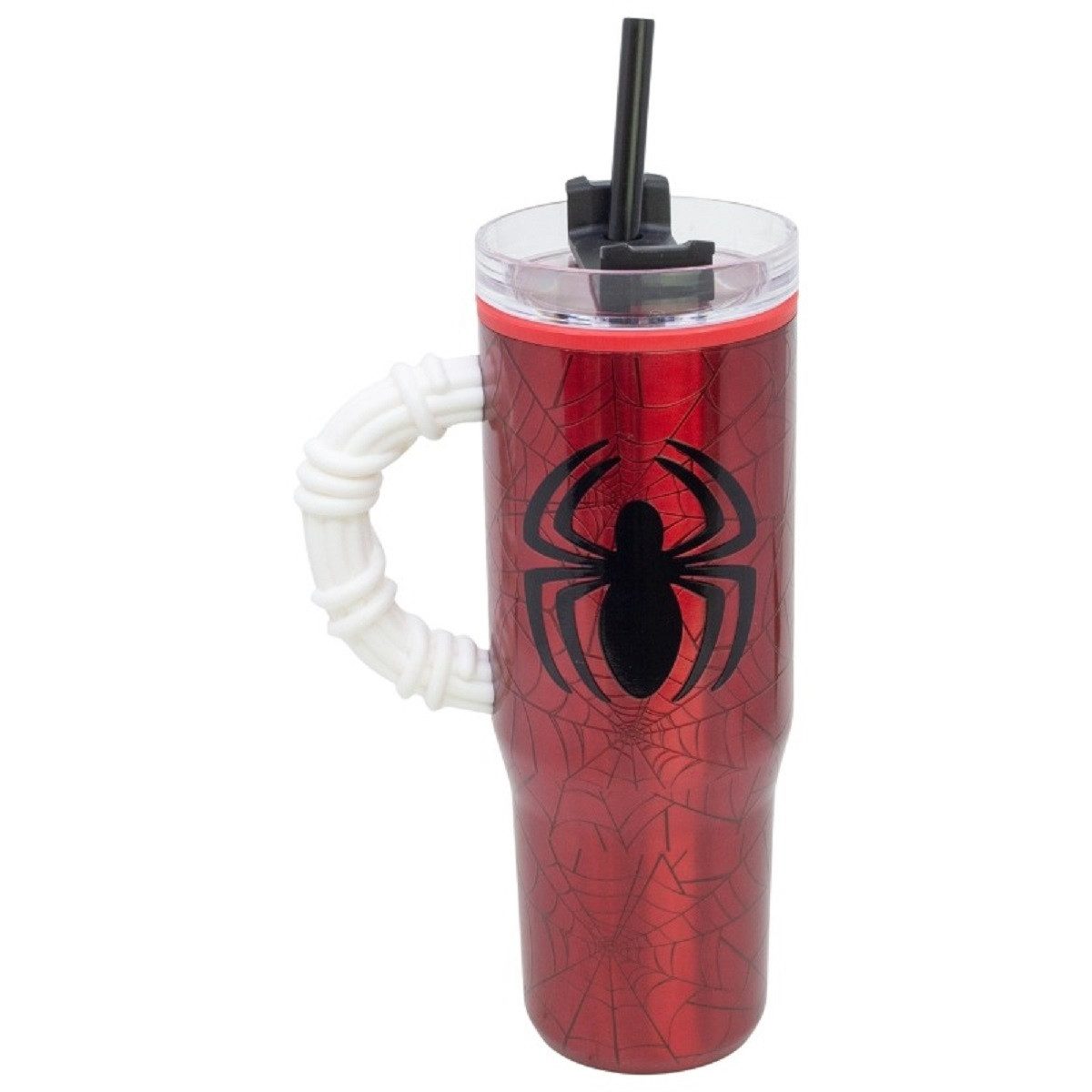 Spiderman Trinkflasche Doppelwandiger Trinkbecher 770 ml mit Griff und Strohhalm