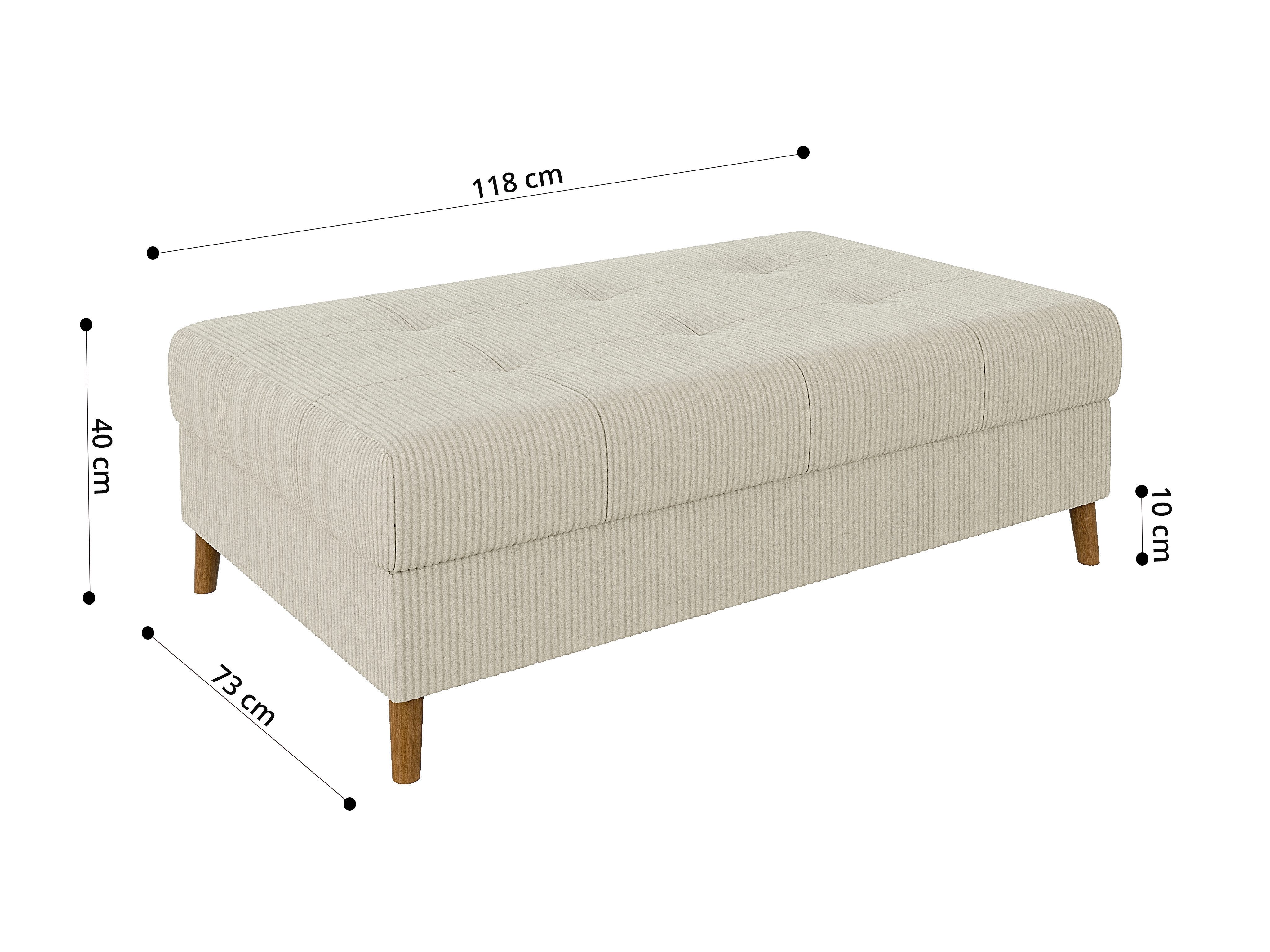 S-Style Möbel Polsterhocker Zara mit Braun Holzfüßen im skandinavischen Stil aus Cord-Stoff, mit Wellenfederung