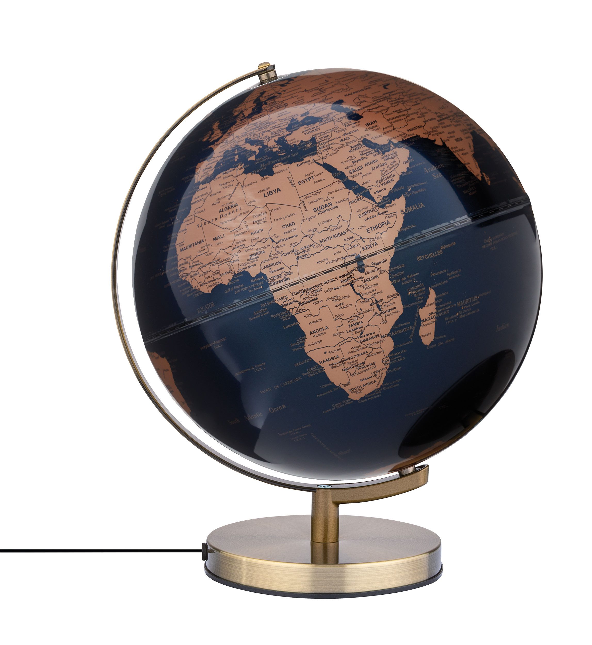 TROIKA Globus STELLAR LIGHT, LED Globus mit Beleuchtung & drehbarer Achse, Metallfuß, (30 cm Durchmesser), 30 x 30 x 38 cm, englische Beschriftung, verschiedene Farben