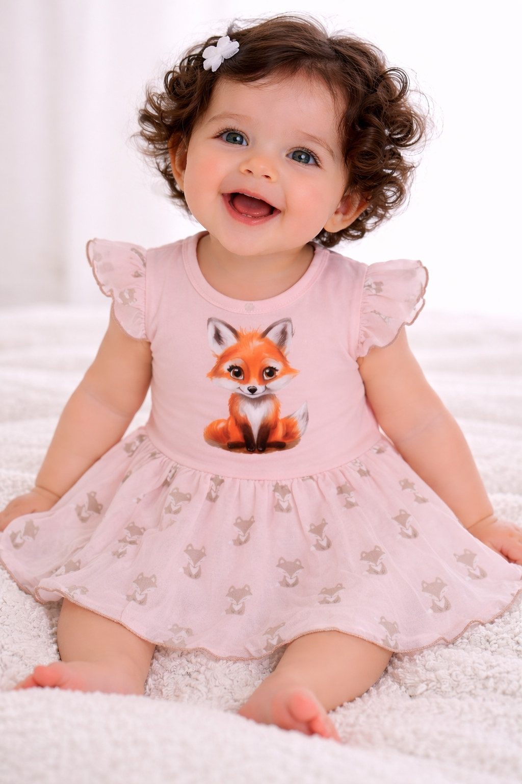 Bodykleid Baby Kleid Spieler Bodykleidchen in Altrosa mit Fuchs