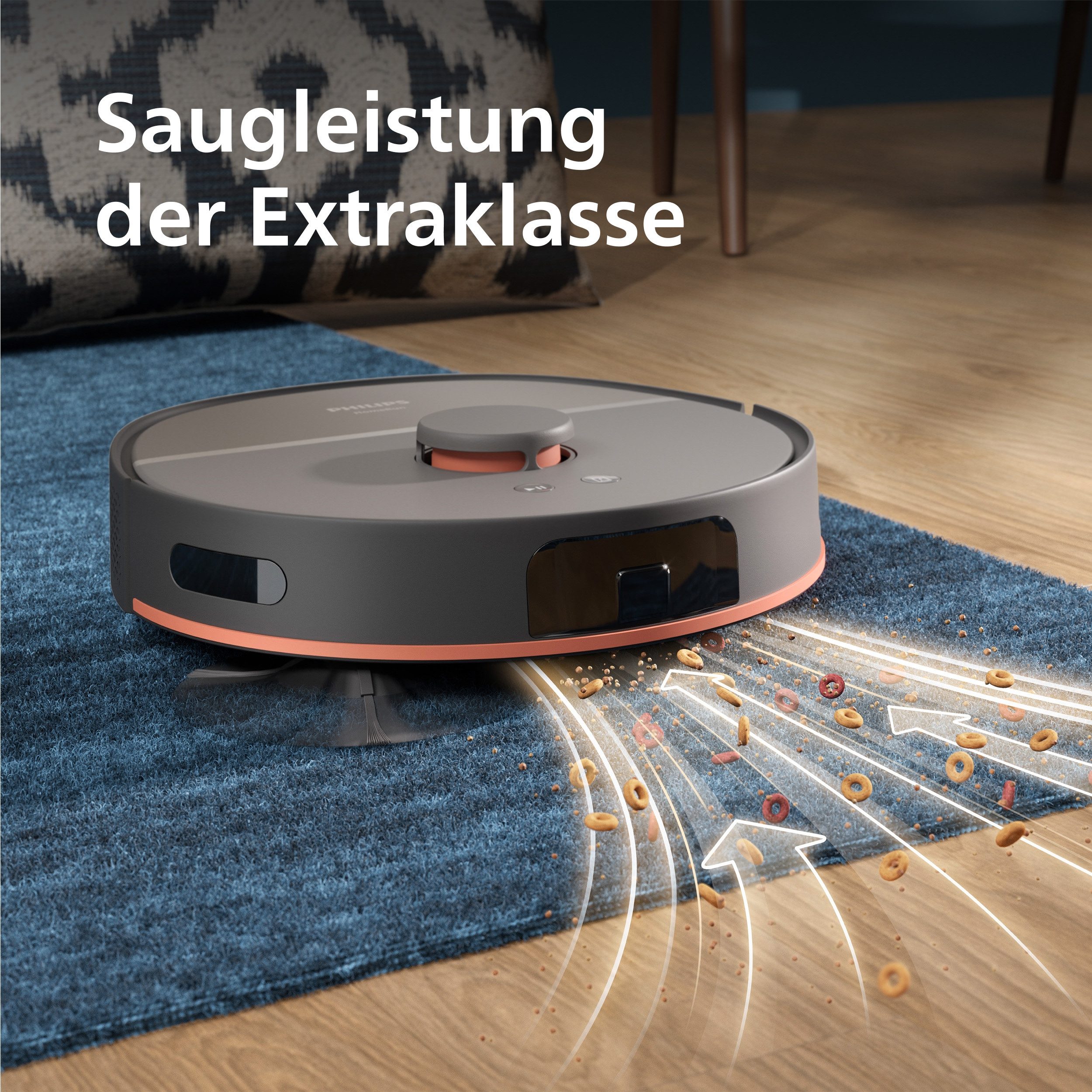 Philips Saugroboter mit Wischfunktion XU5100/10 mit 10.000pa Saugkraft, 67,16 W, mit Beutel, LDS-Radarnavigationssystem, HomeRun App, inkl. Entleerungsstation – Bild 5 von 5