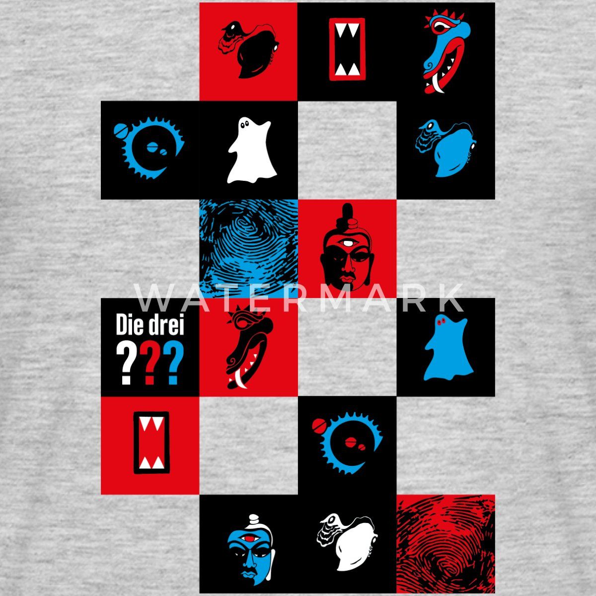 Spreadshirt T-Shirt Die Drei Fragezeichen Kacheldesign Männer T-Shirt (1-tlg)