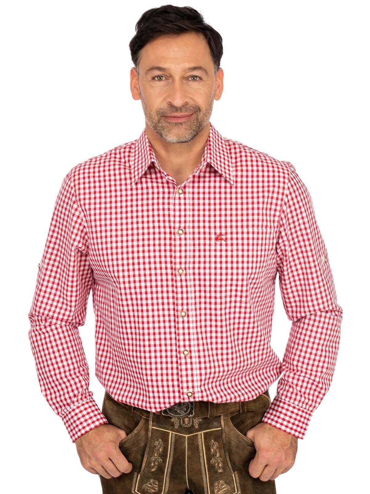 OS Trachten Trachtenhemd Karo Langarmhemd BASIC Rot Regular Fit os-trachten-trachtenhemd-karo-langarmhemd-basic-rot-regular-fit