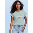 Vivance by Lascana T-Shirt mit glänzendem Frontprint aus angenehmer Baumwoll-Modal-Qualität