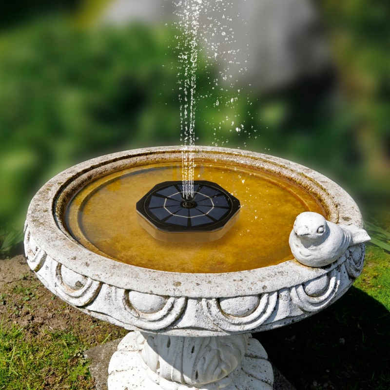 GARVIDA Gartenbrunnen »Solar-Gartenfontäne mit 6 Sprühaufsätze - schwarz«, Wasserspiel Gartendekoration Springbrunnen Teich Pumpe
