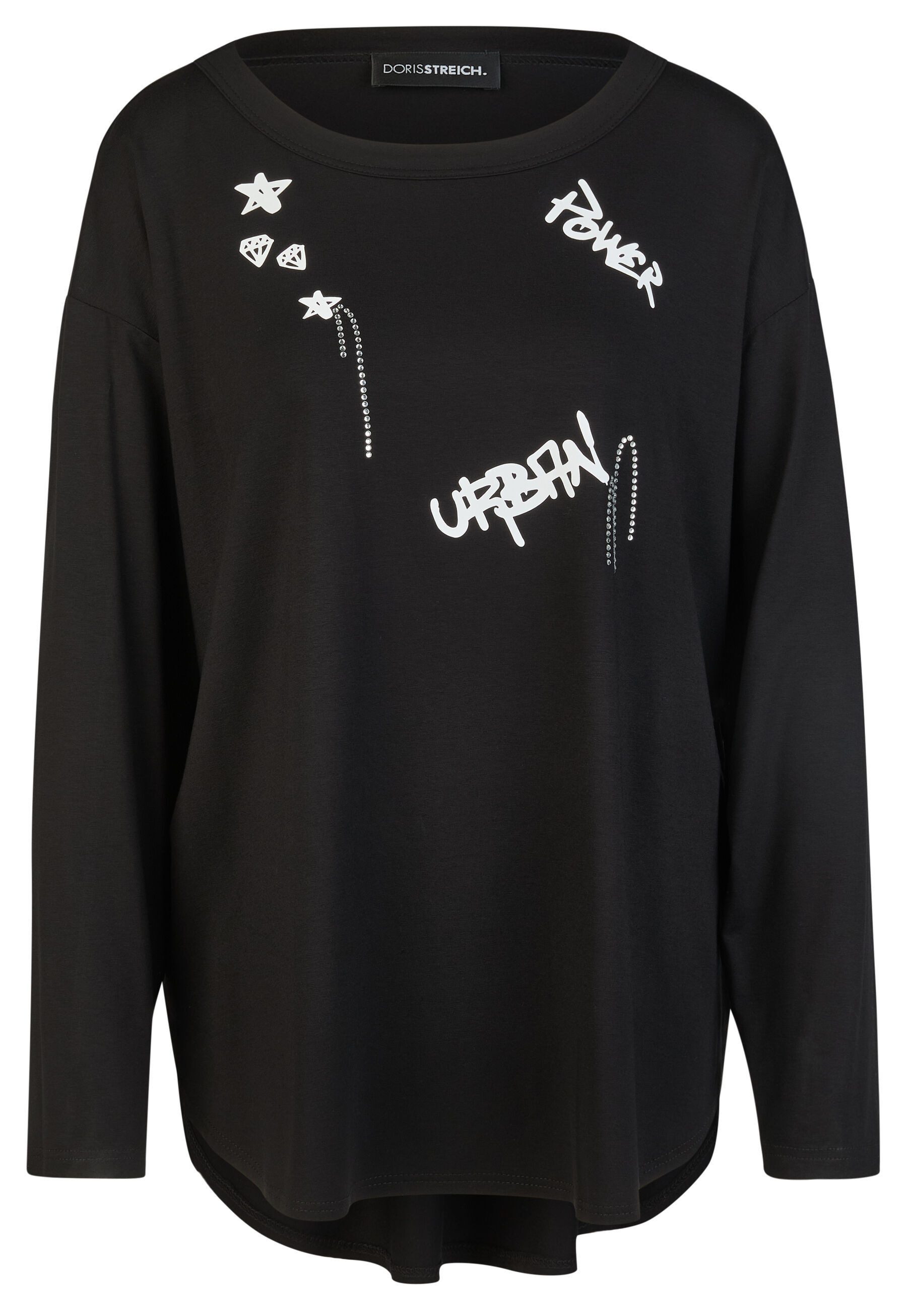 Doris Streich Longshirt (1-tlg) mit Graffiti-Motiven und Strasssteinen