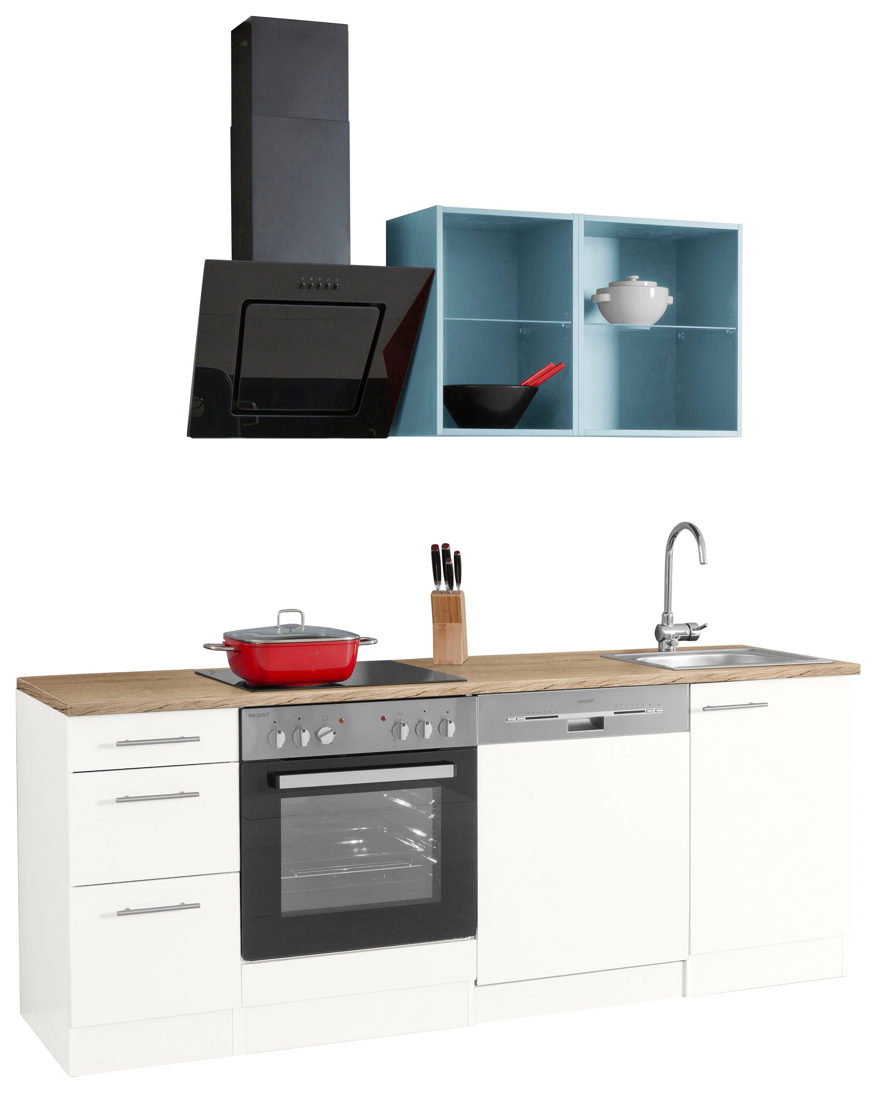 OPTIFIT Küchenzeile Mini, mit cm, 210 Mit Breite E-Geräten, Arbeitsplatte mm 28 starker