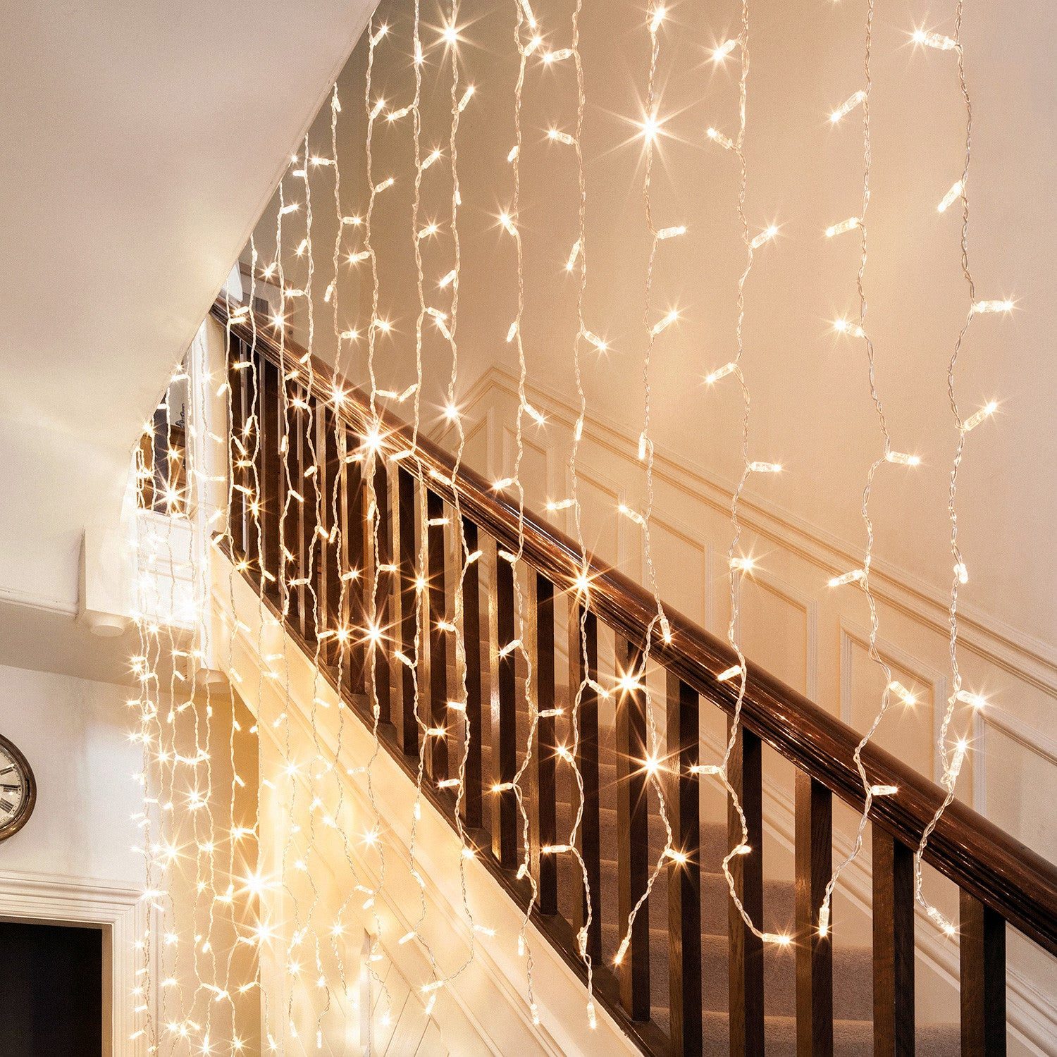 Lights4fun LED-Lichtervorhang Core Connect 2m x 2m 192er LED Lichtervorhang warmweiß koppelbar tran