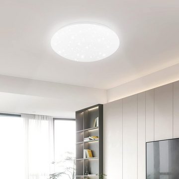 ZMH LED Deckenleuchte Rund Sternhimmel Schlafzimmer Modern, 6000K, LED fest integriert, Kaltweiß, Sternhimmel, 18w