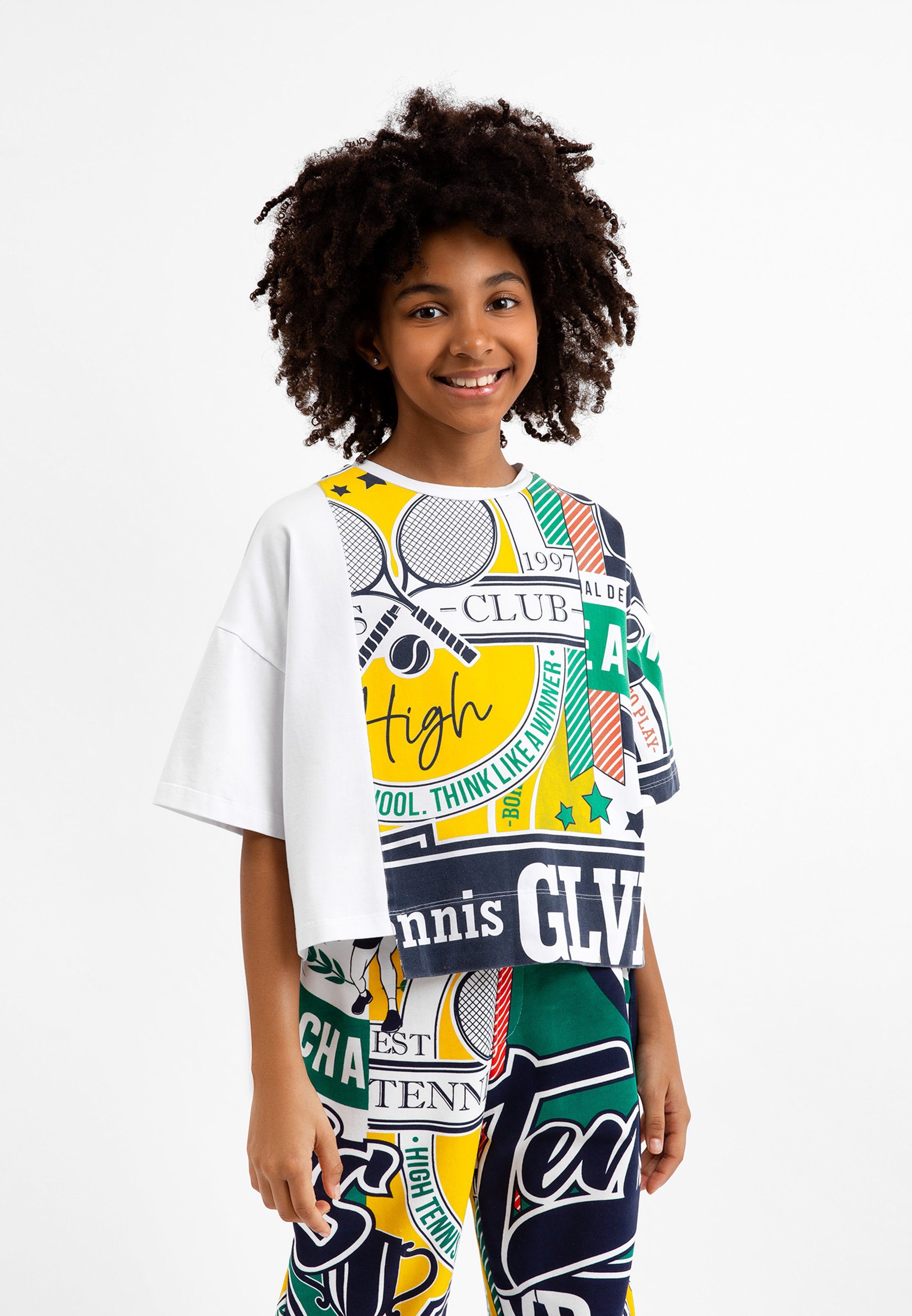 T-Shirt mit für im Oversize-Schnitt asymmetrischem T-Shirt Gulliver Mädchen Stylisches Schnitt,