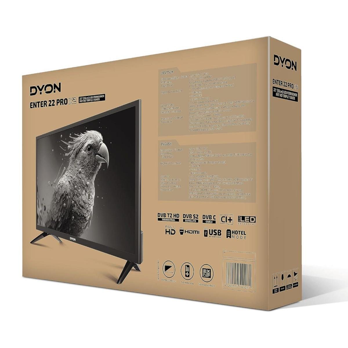 Dyon Enter 22 PRO X2 LED-Fernseher (55 cm/22 Zoll, Full HD, Nein, 24" Full HD TV, Triple Tuner, CI+, EPG, Hotelmodus)