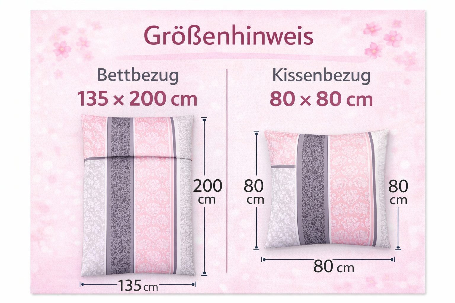 soma Bettwäsche Fein-Biber Set 135x200 mit Kissen 80x80 in Rosa & Silber Boho Barock, Biber, 2 teilig, Kuscheliger Fein-Biber aus 100% Baumwolle, wärmend & pflegeleicht