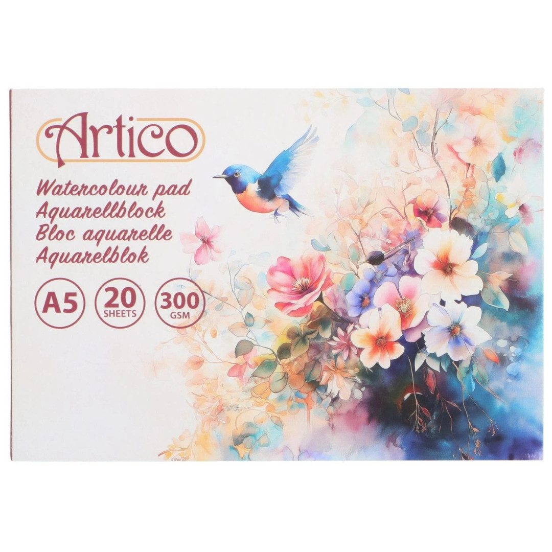 Artico Aquarellblock ARTICO Aquarellblock DIN A5 300 g/m² – 20 Blatt Fein, feine Papierstruktur, säurefrei